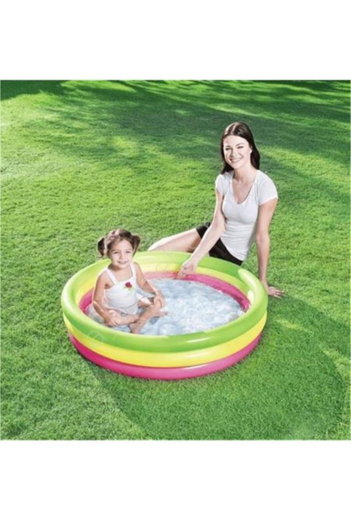 Oyuncakmatik Bestway 51104 Üç Halkalı Renkli Şişme Çocuk Havuz 102x25 Cm