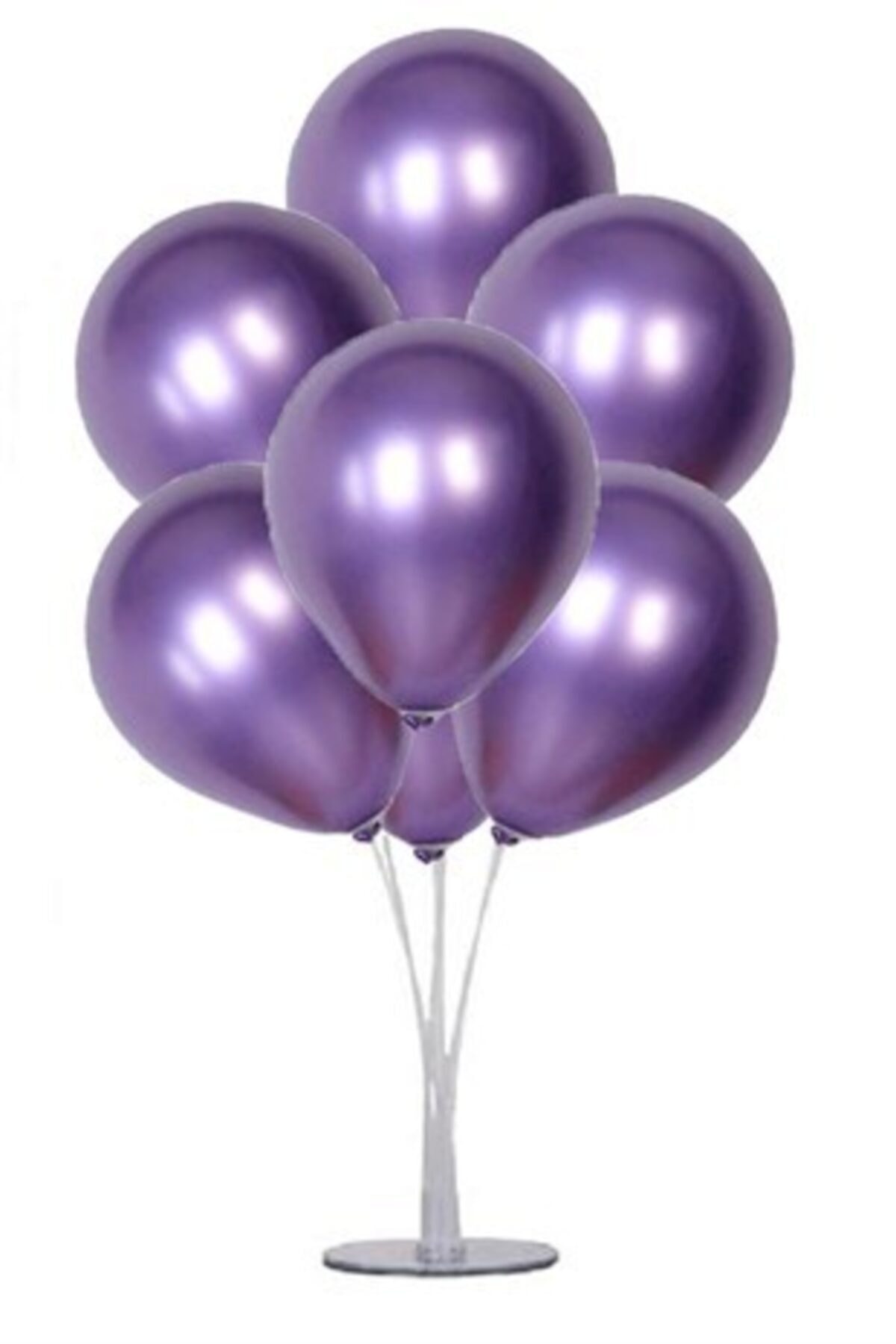 Çemrek Süs Parti Mor Balonlu Balon Standı - 1 Adet Stand Ve 10 Adet Krom Balon