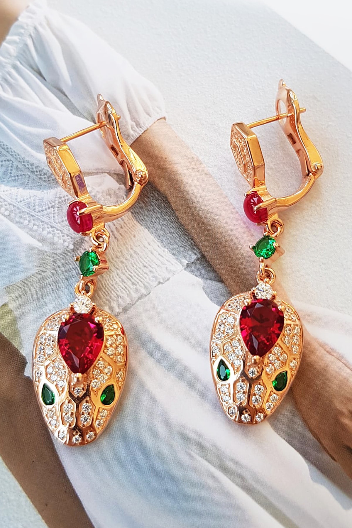 MorMajor Silver Marka Model Yılanlı Gümüş Küpe