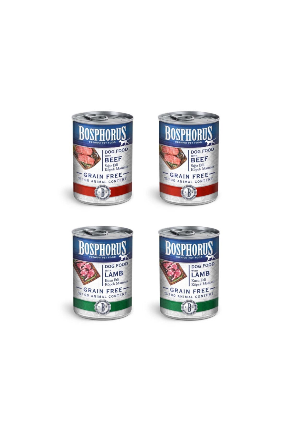 Bosphorus Tahılsız Yetişkin Köpek Maması – 4’lü Paket (2x Kuzulu, 2x Sığırlı)