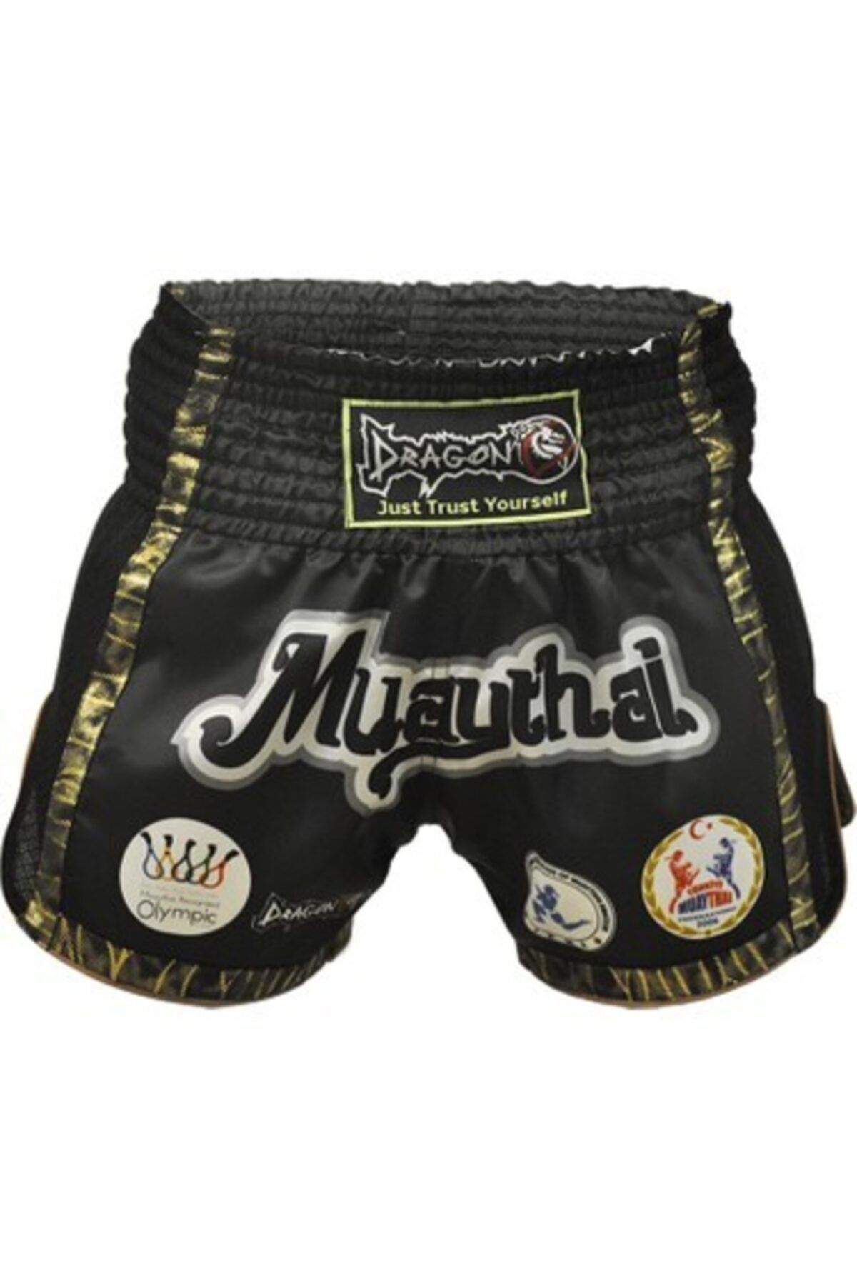 Dragon Unisex Siyah Muay Thai Federasyon Logolu Şort