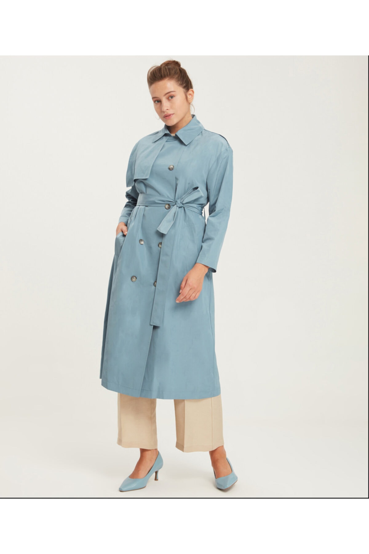 Aker Kadın Mavi Trençkot