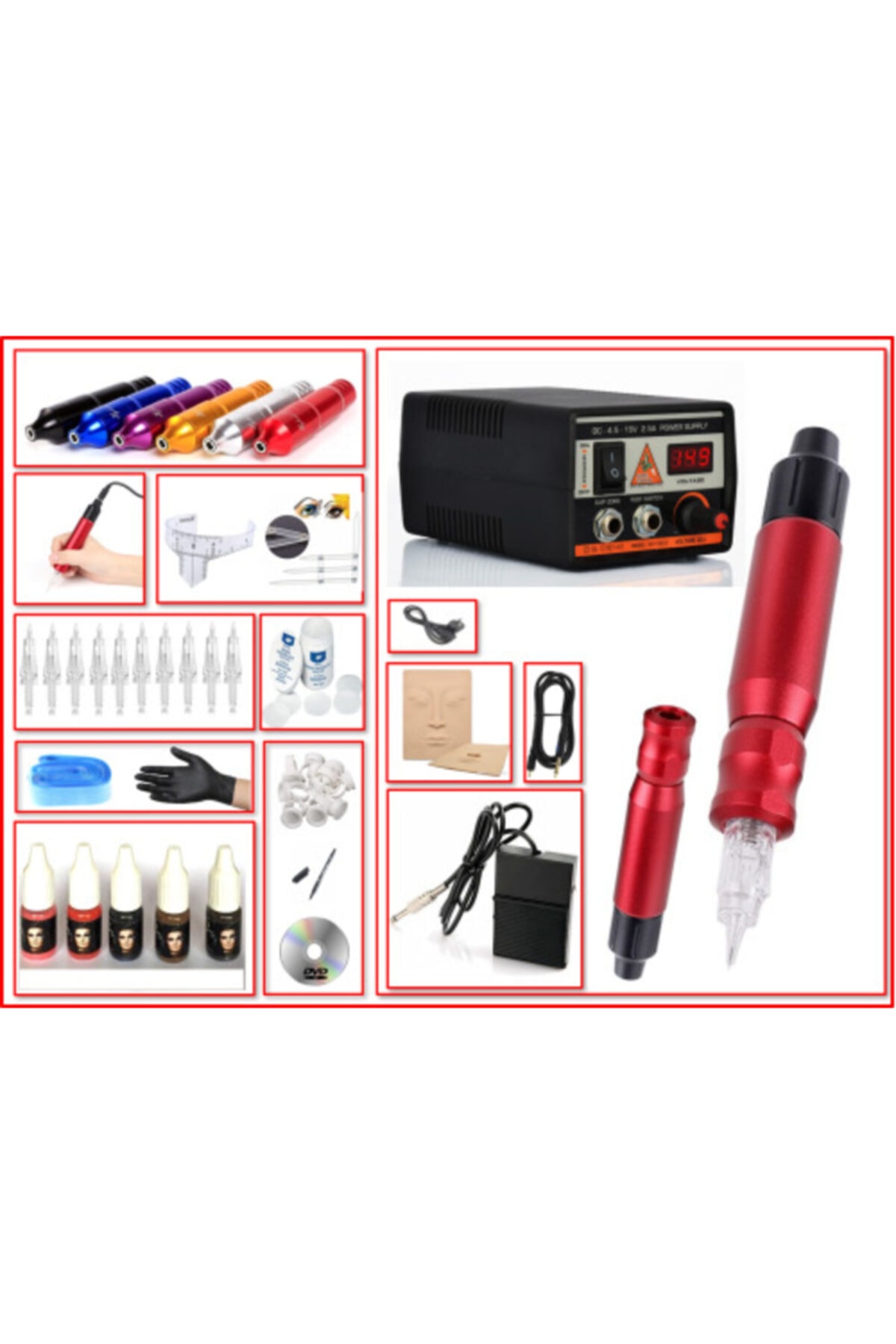 XLINETATTOO Xl-202b Hybrıd Redkalem Tipi Kartuş Iğneli Kalıcı Makyaj Makinası Seti - Isviçre Motor