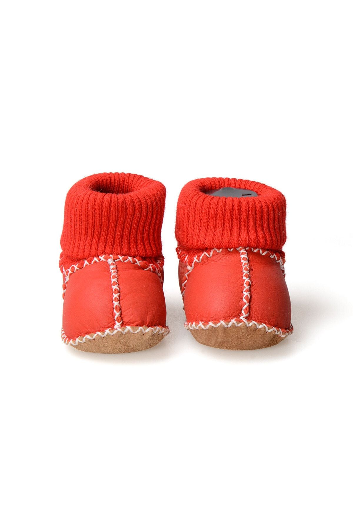 Kırmızı Kürklü Çoraplı Bebek Patiği 141107
