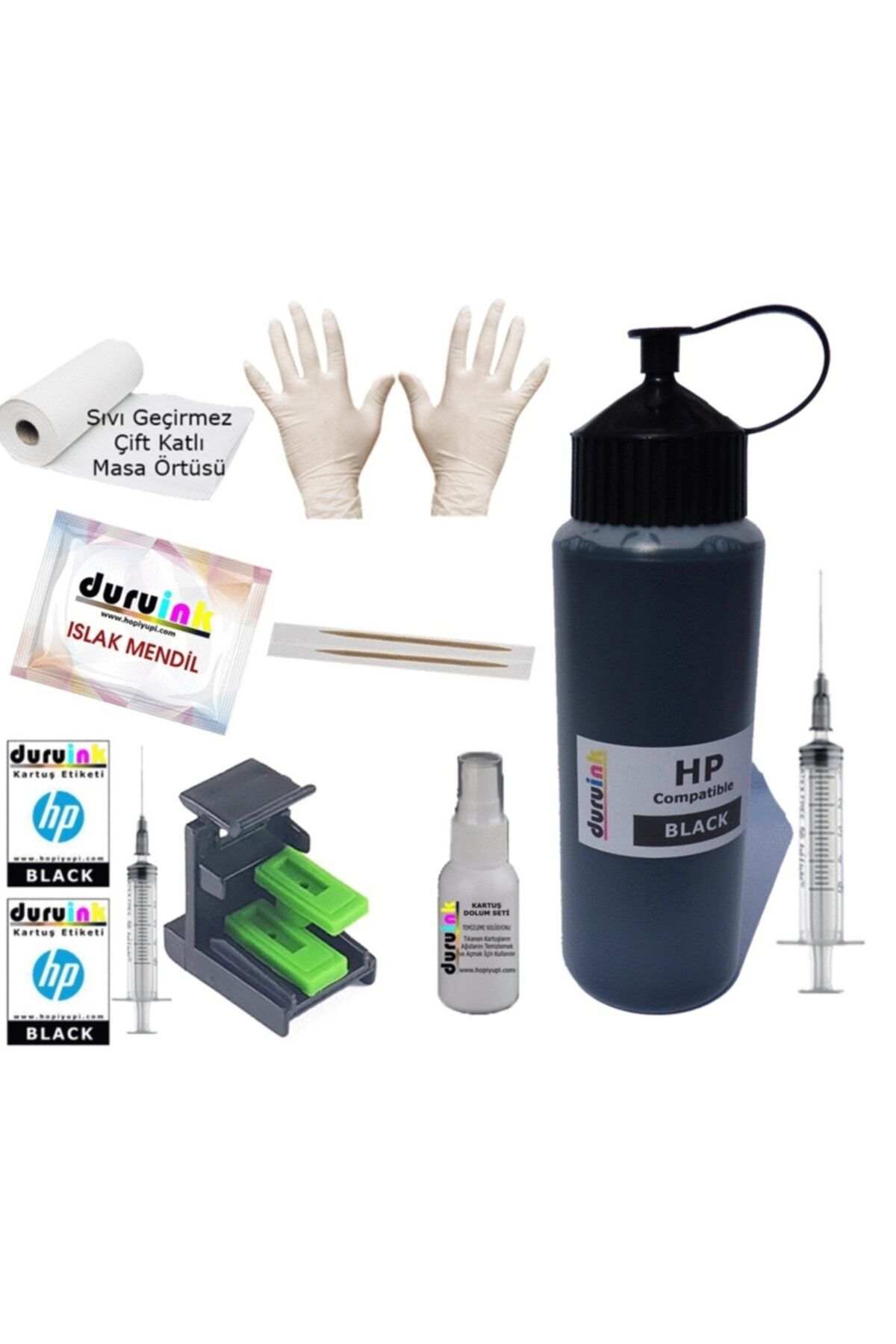 HP 3650 3740 3744 Siyah Kartuş Mürekkep Dolum Seti 500 Ml (27 28) Renk