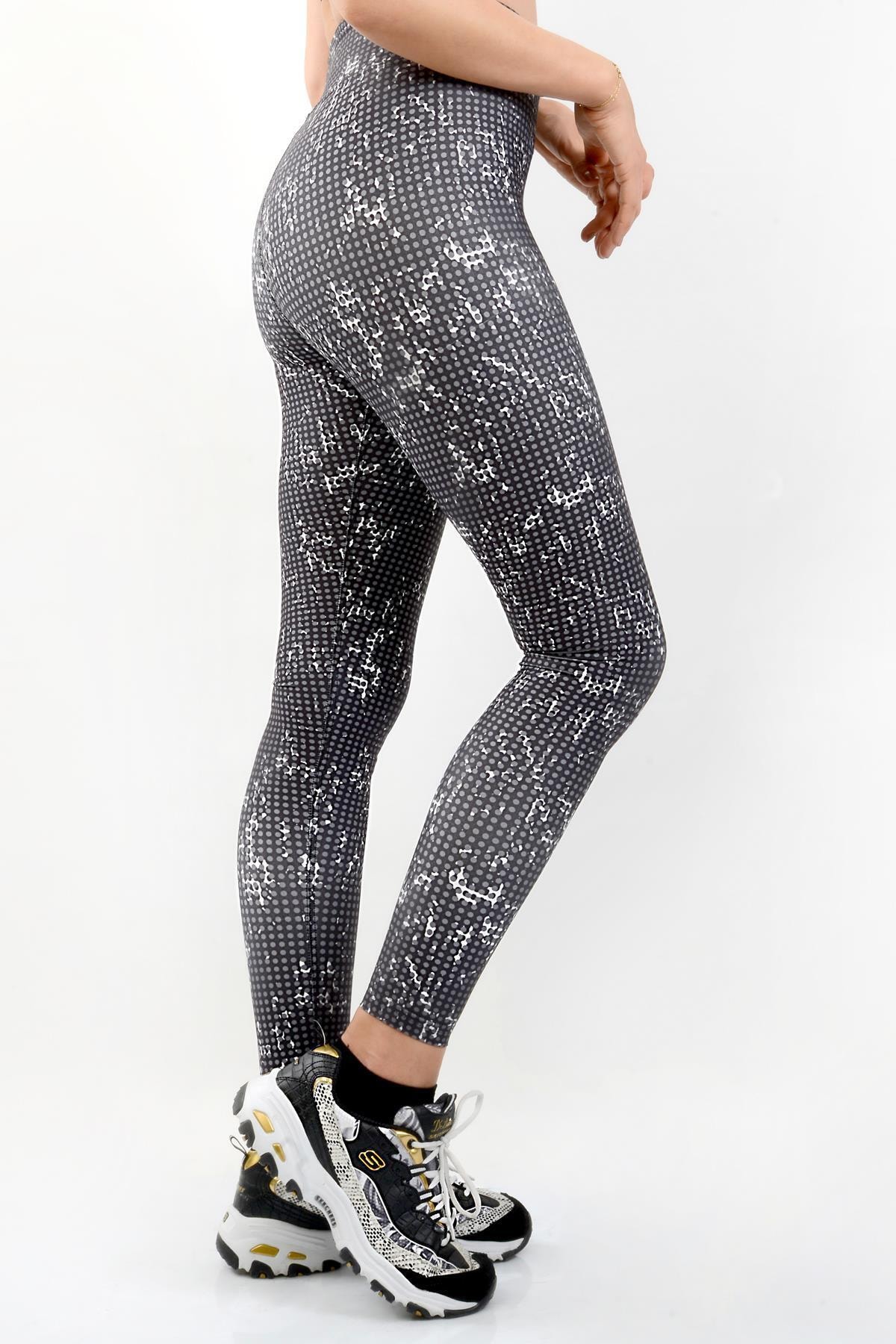 Superstacy Kadın Gri Yüksek Bel Spor Tayt