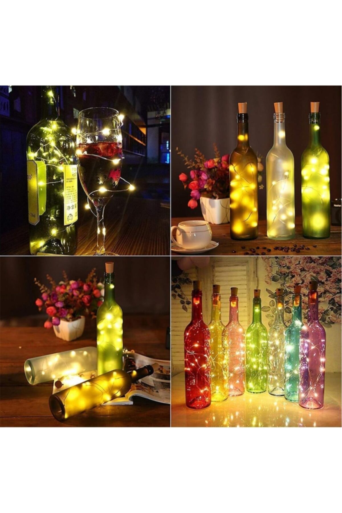 rennway Şişe Mantar Tıpa Şeklinde Dekorasyon 2 Metre Ince Tel Pilli Peri Led