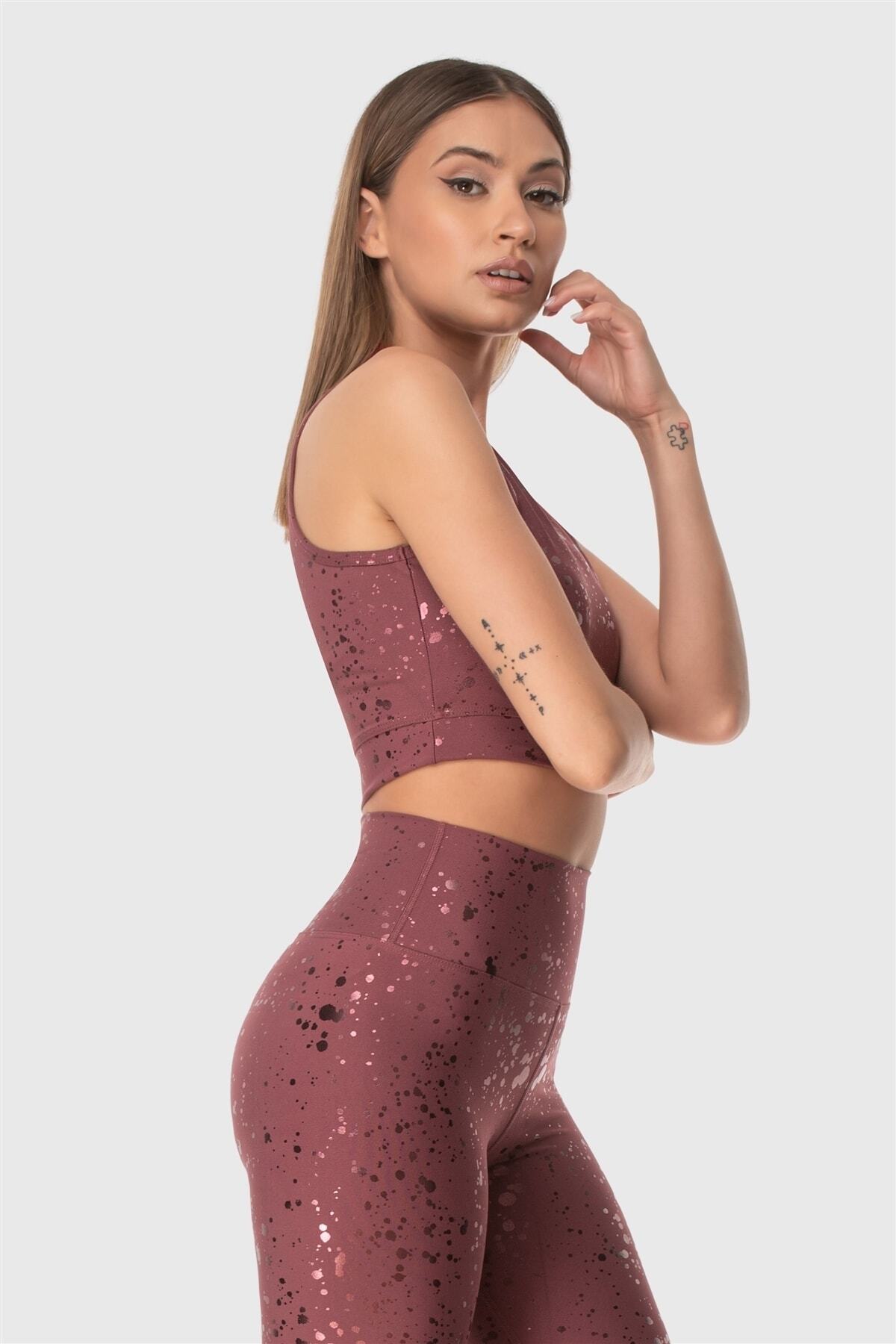 Superstacy Kadın Parlak Desenli Gül Kurusu Büstiyer