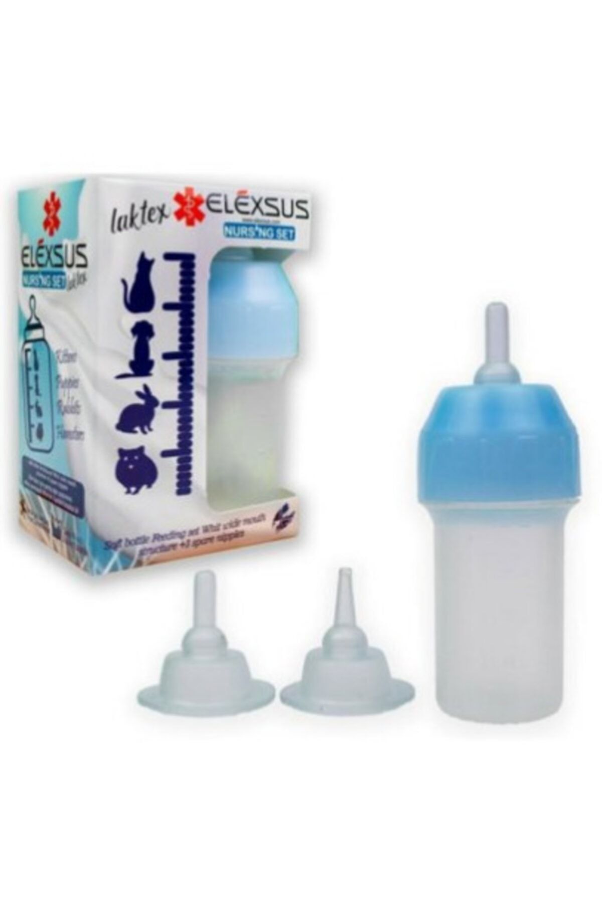 Elexsus Yavru Evcil Kedi Köpek Tavşan Hamster Için Biberon Seti 40ml +2 Yedek Ağızlık