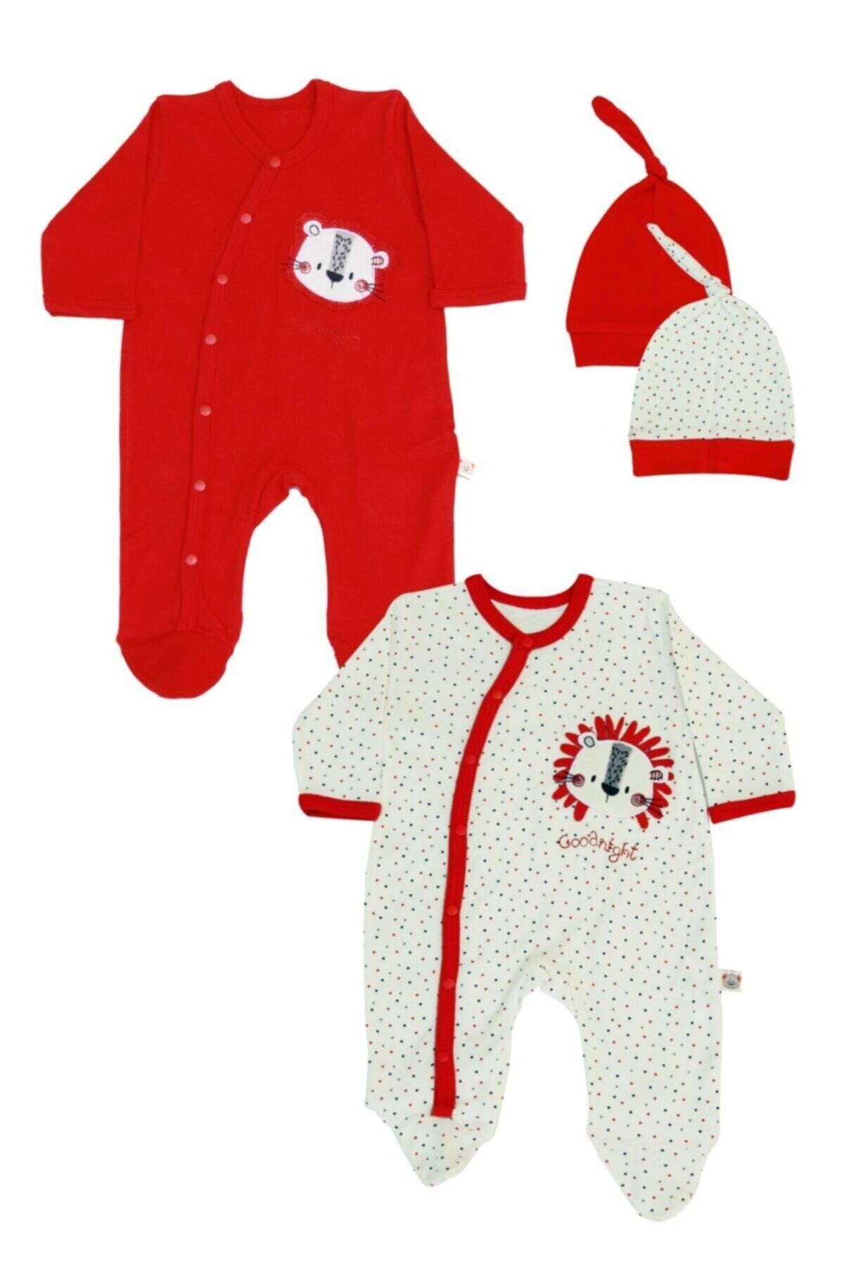 Minisse Unisex Bebek Kırmızı Aslan Baskılı 2'li Tulum