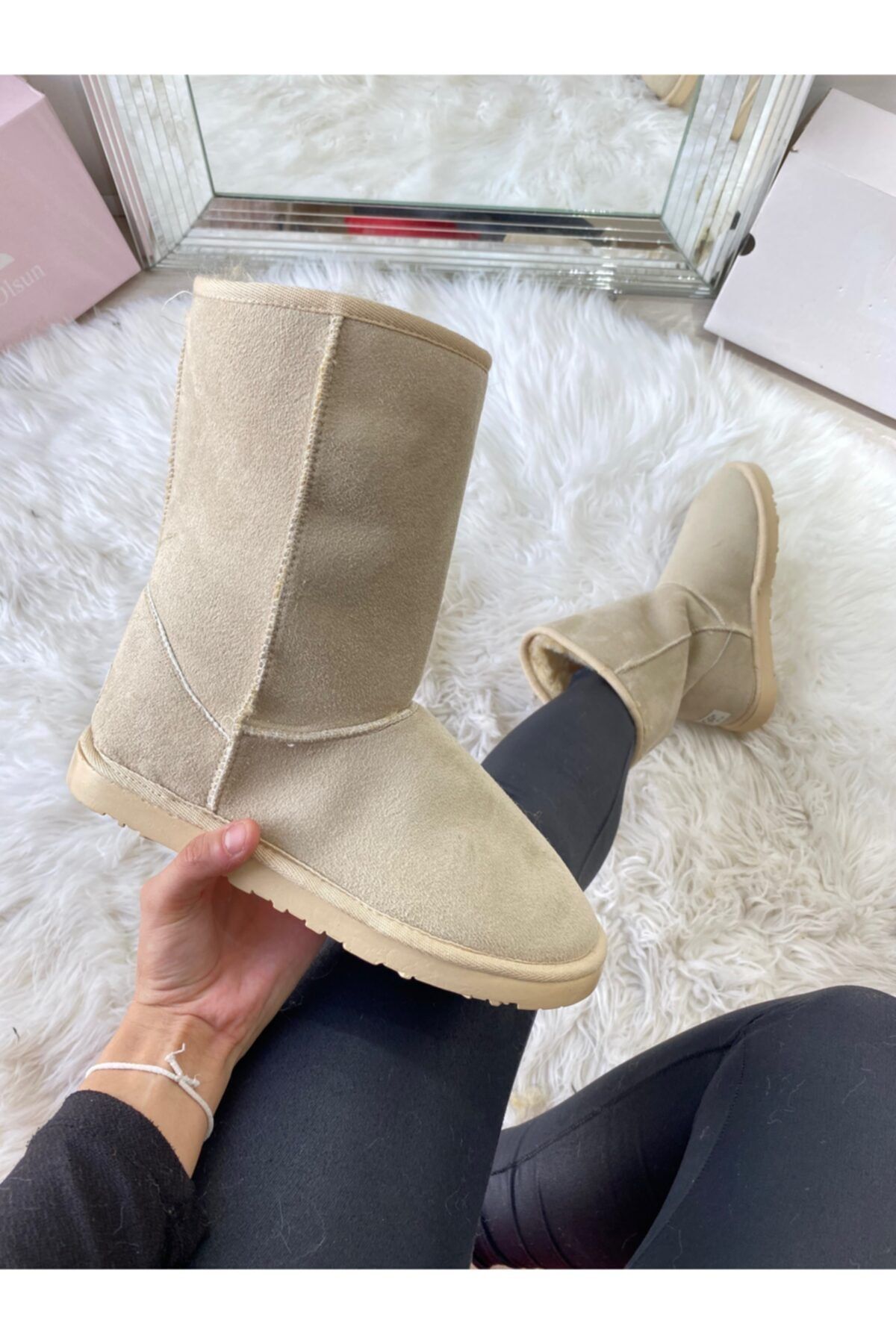 ELSESHOES Kadın Orta Krem Bot