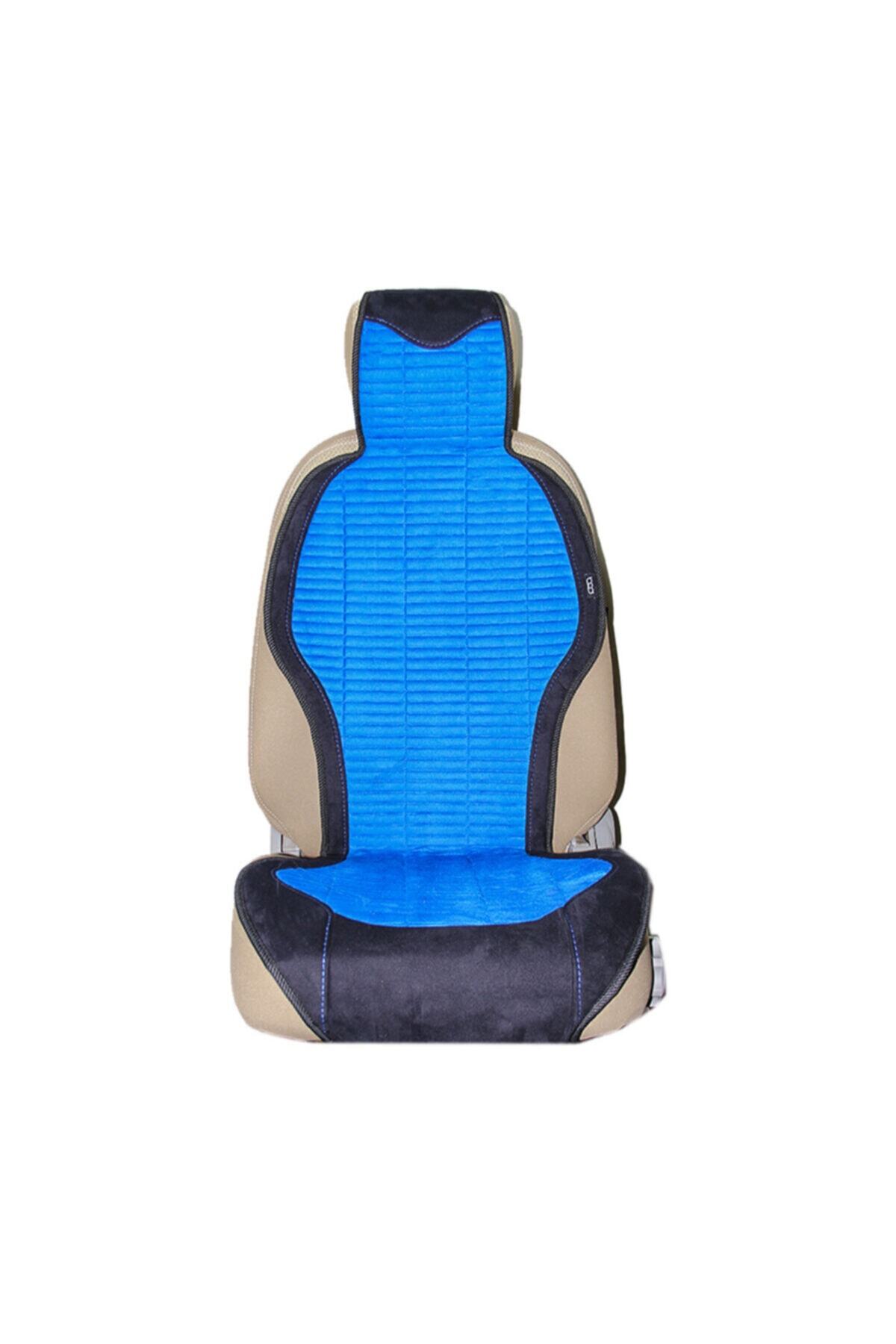 Bod Mavi Süet Kumaş Spor Oto Koltuk Koruyucu Kılıf Minder  5 li Set