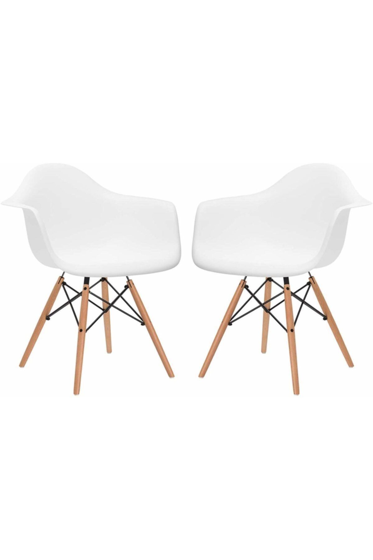 SandalyeSepeti 2li Kollu Eames Sandalye Beyaz