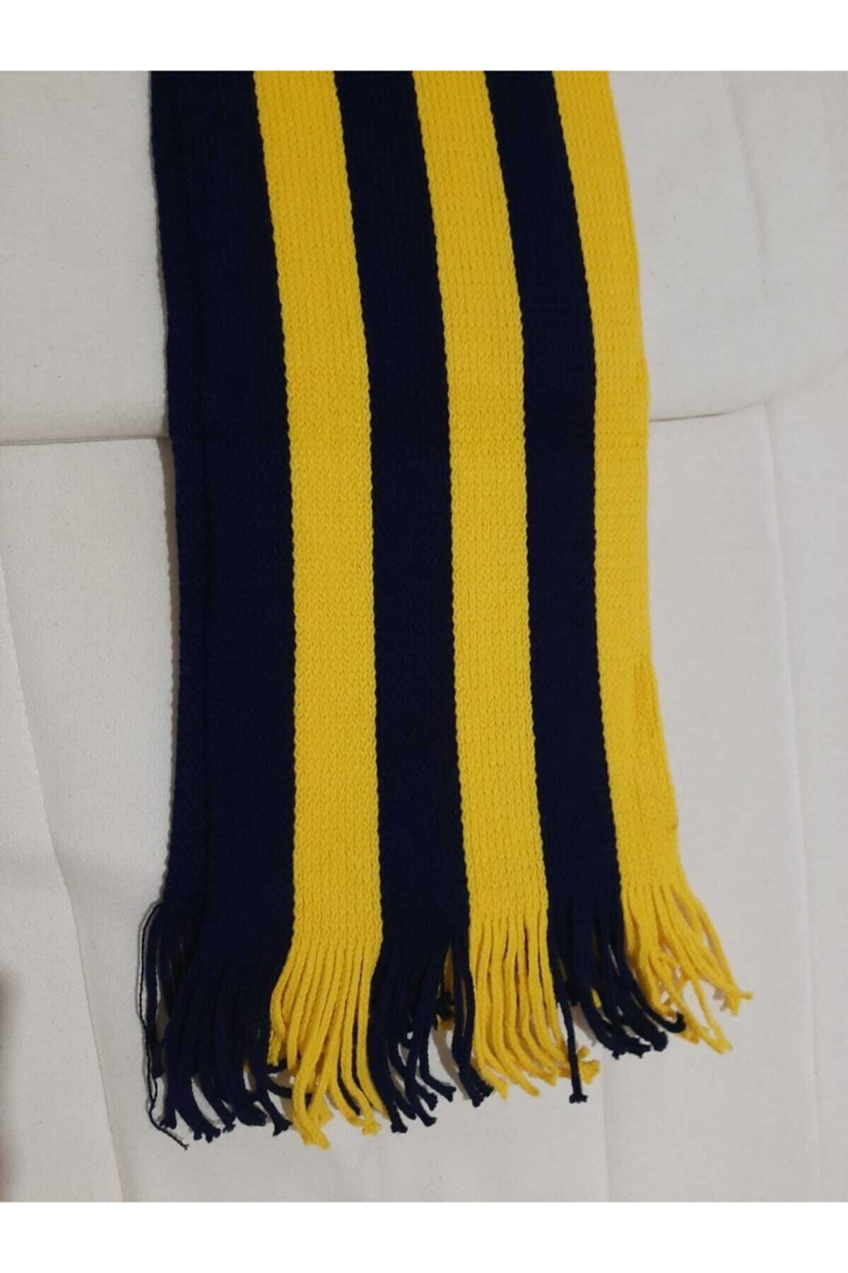 CNRCollection Sarı Lacivert Çubuklu Taraftar Atkısı
