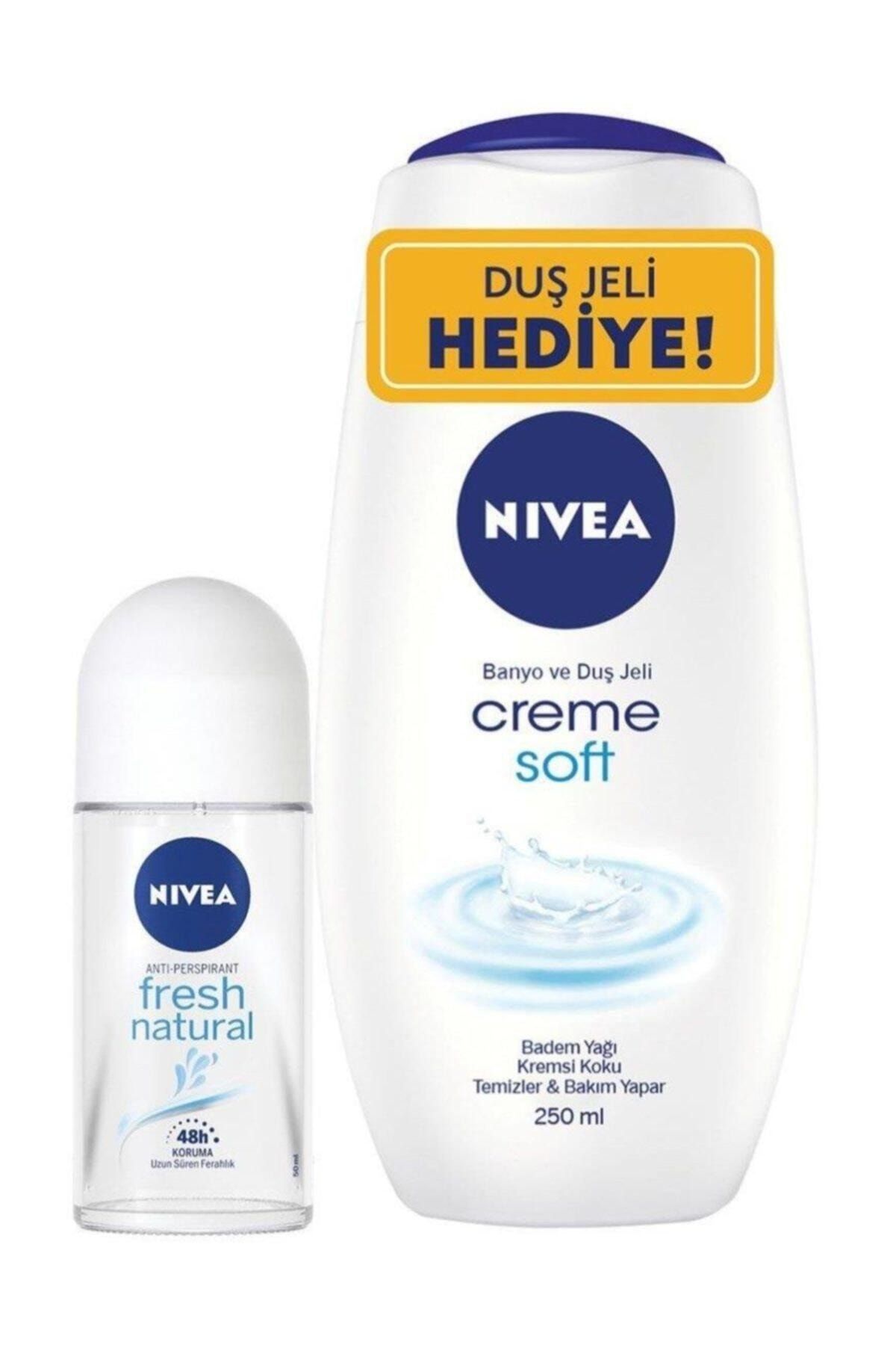 Nivea Fresh Natural Women Roll-on +creme Soft Duş Jeli 250 Ml Set