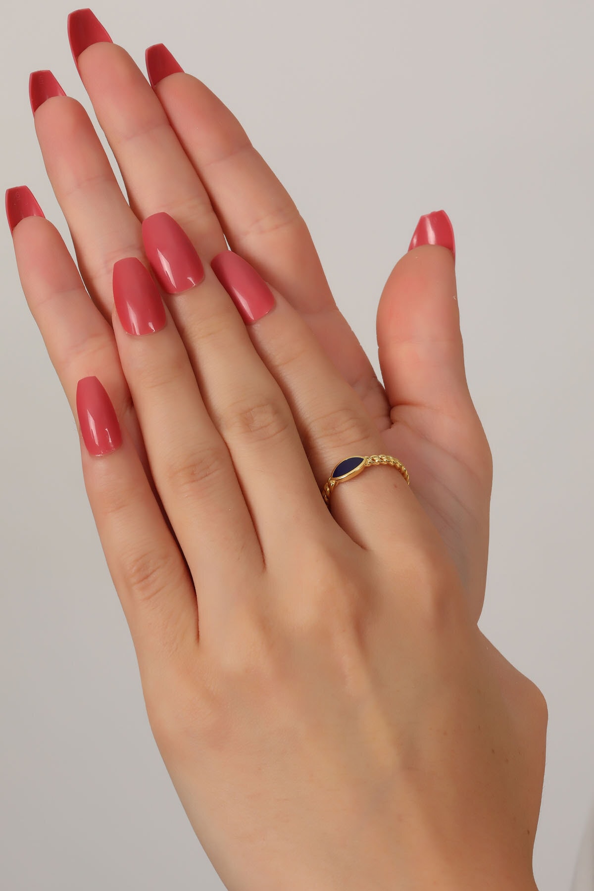 Bilsen Store 925 Ayar Gümüş Altın Kaplama Mavi Mineli Ayarlanabilir Mekik Yüzük