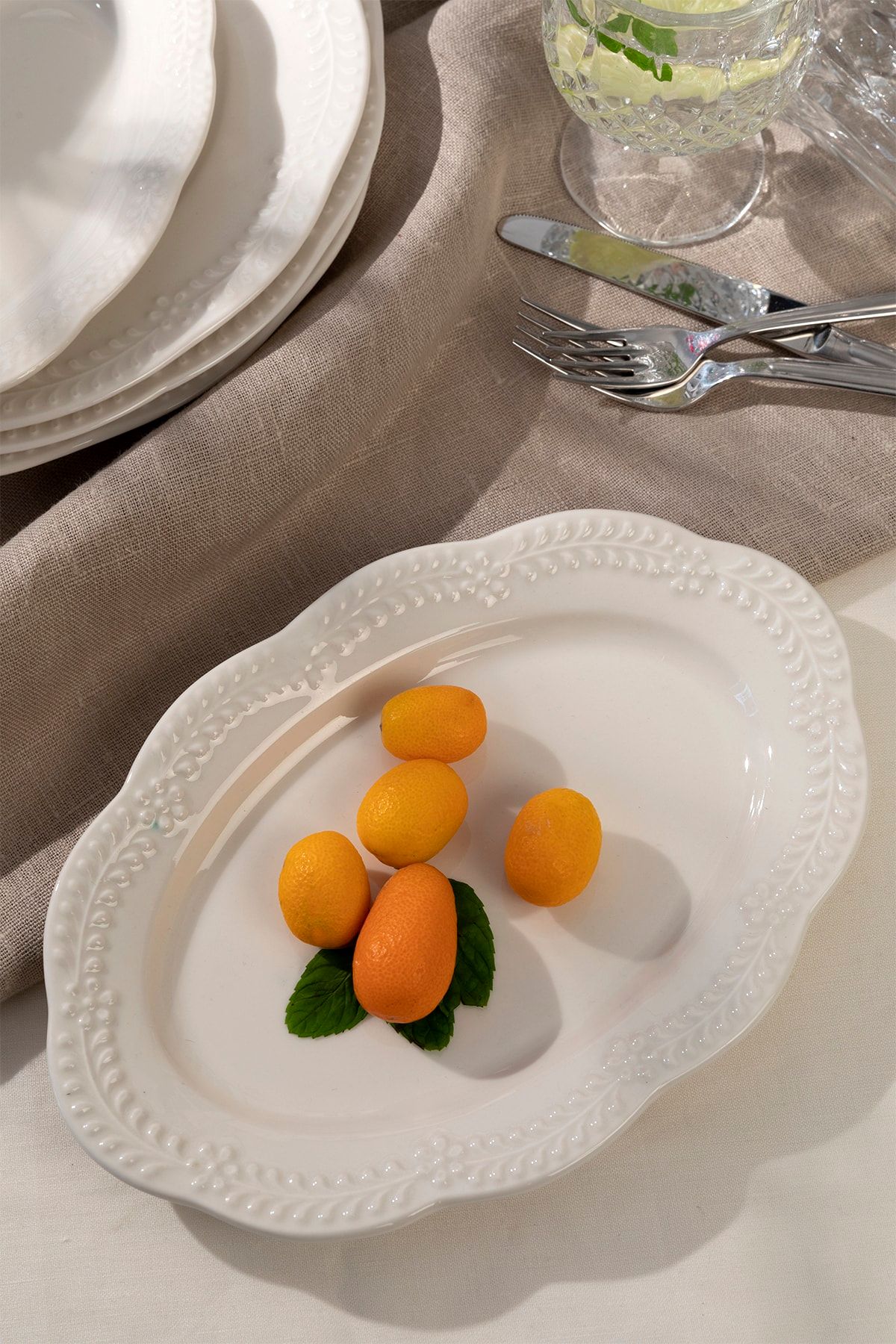 English Home Viyana Porselen Kayık Tabak 30 Cm Açık Krem