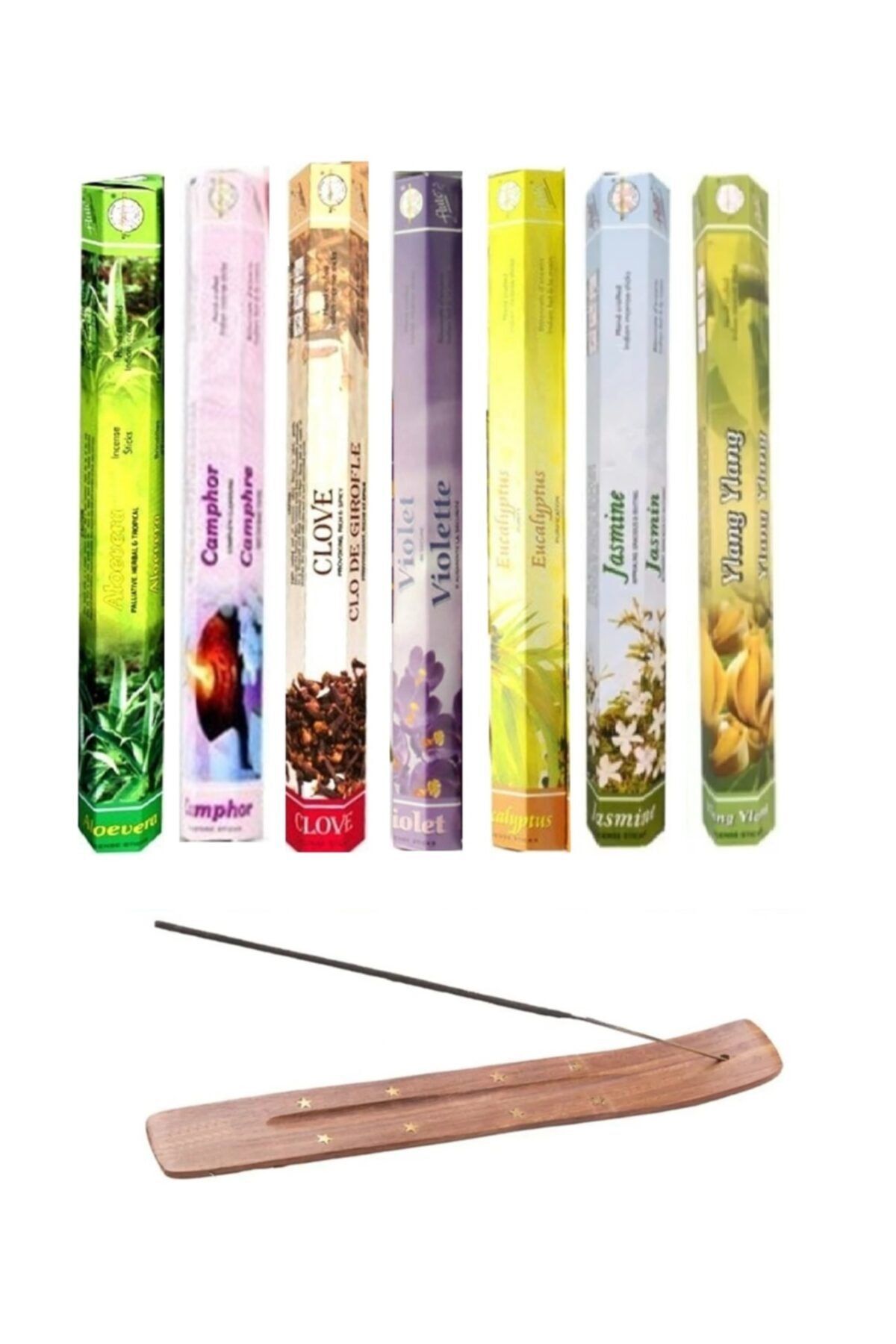 Flute 140 Adet Tütsü (aloe Vera, Kafur, Karanfil, Menekşe, Okaliptus, Yasemin, Ylang Ylang, Tütsü Kayığı