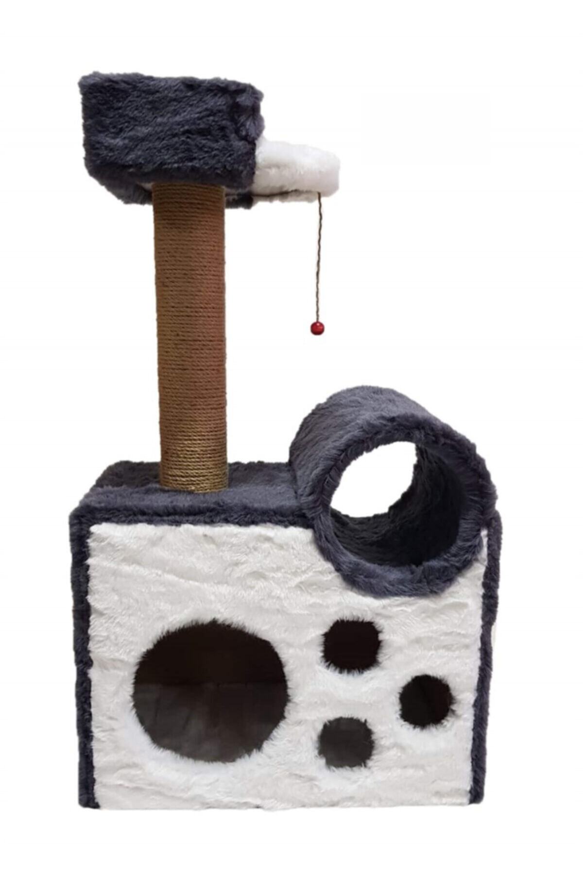 Cathause Cat Hause S11 Tünelli Yataklı Kedi Tırmalama Gri 90 Cm