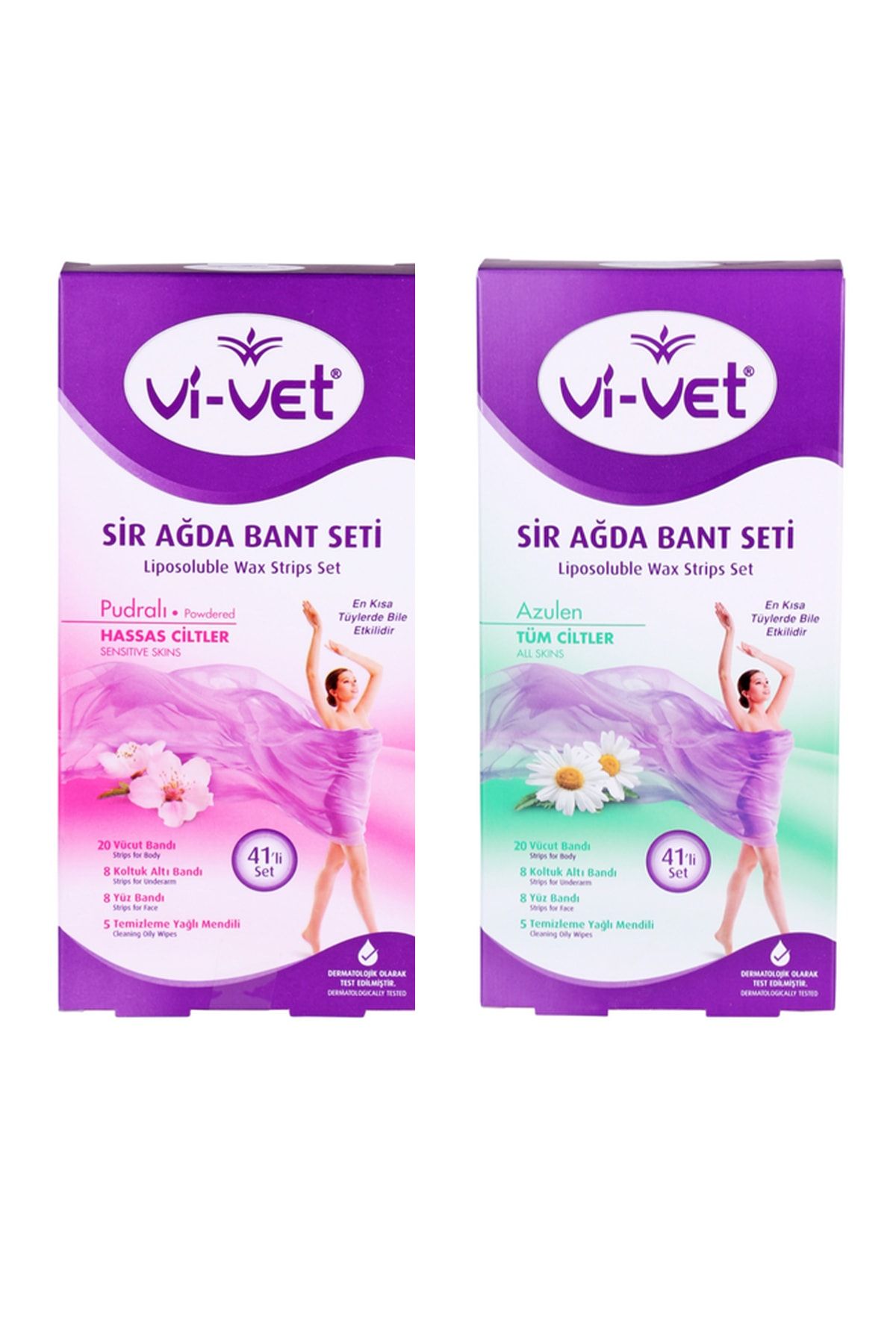 Vivet Sir Ağda Bandı Seti Pudralı + Sir Ağda Bandı Seti Azulen