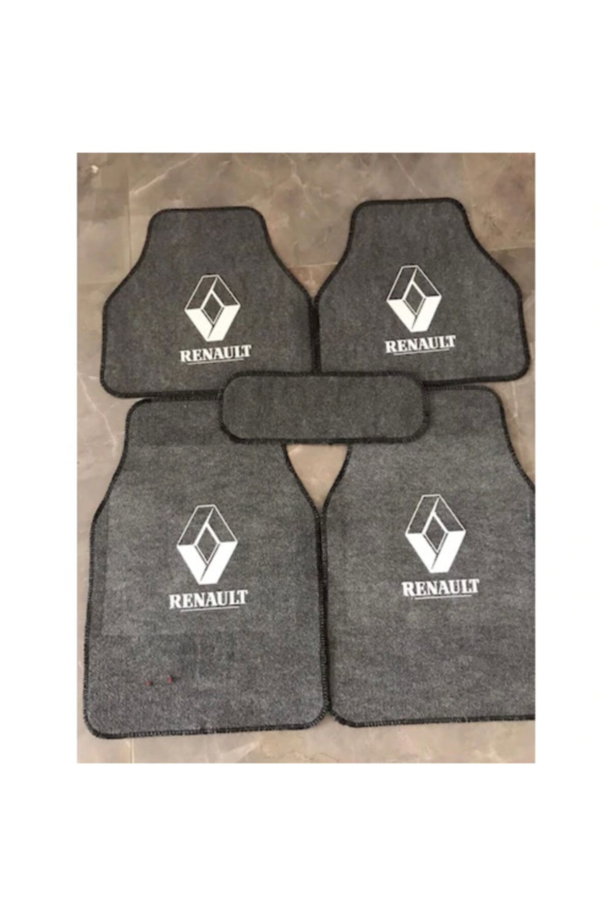 Universal Renault Broadway Renault Logolu Koyu Gri Halı Paspas Çift Katlı