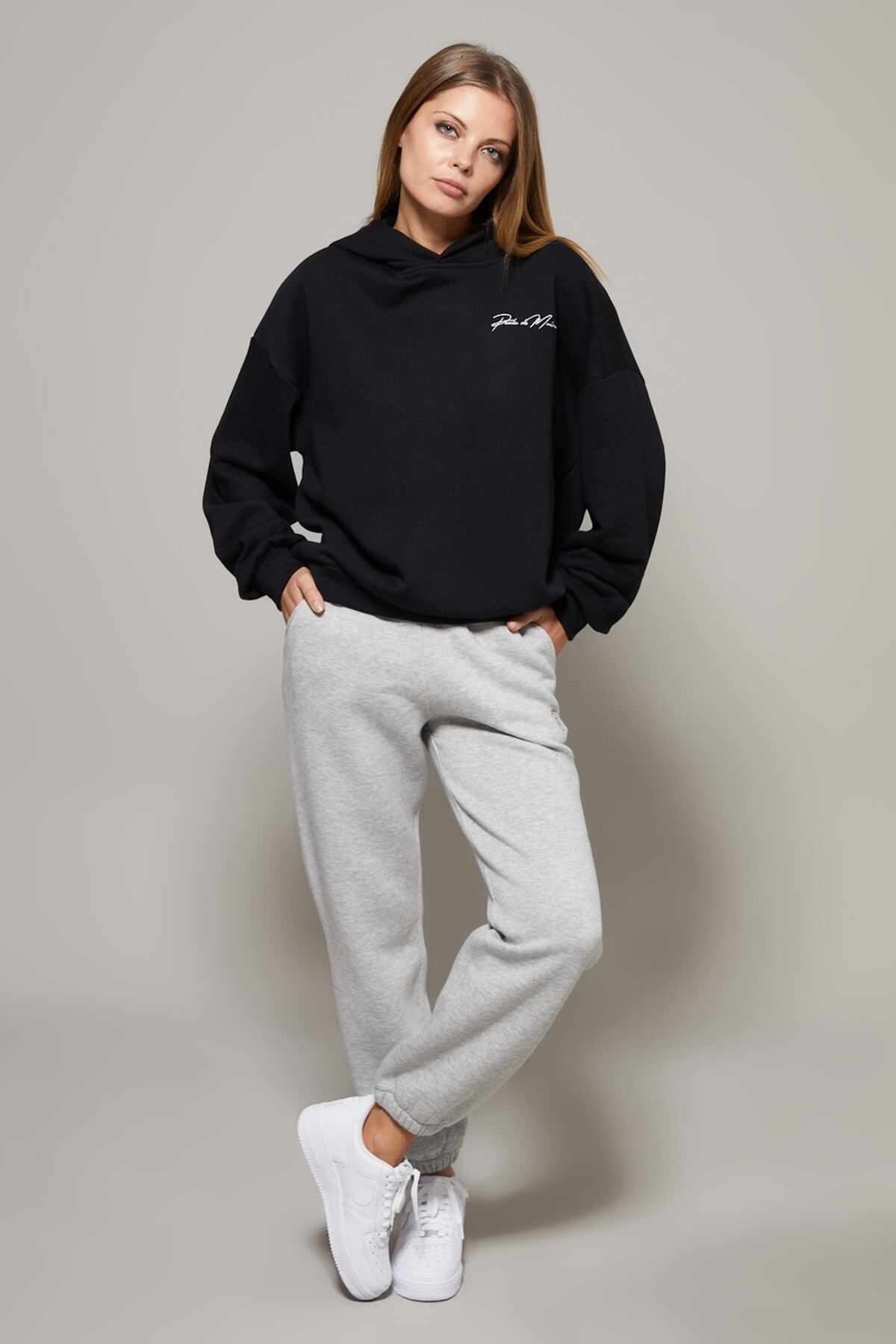 Paula de Montreal Kadın Gri Paçası Lastikli Eşofman Altı