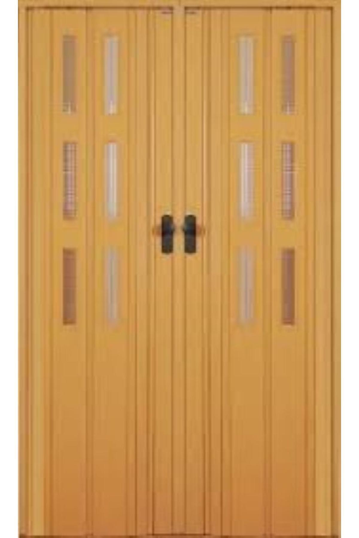ERİKMANN Akordiyon Pvc Kapı - 177 X 252 Cm Akçaağaç-meşe-ceviz Camlı Çift Açılım