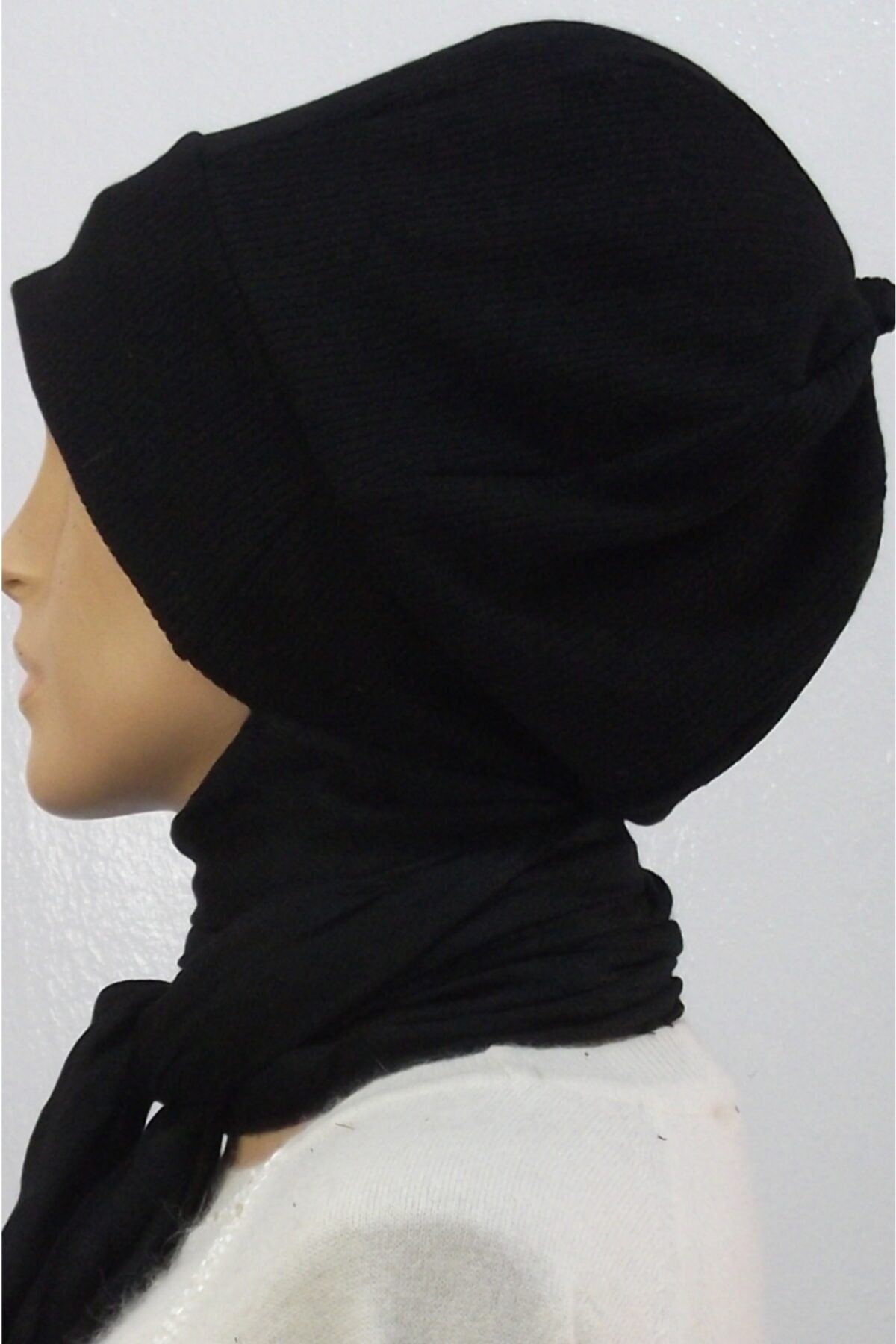 eflin Fularlı Şapka Bone;siyah