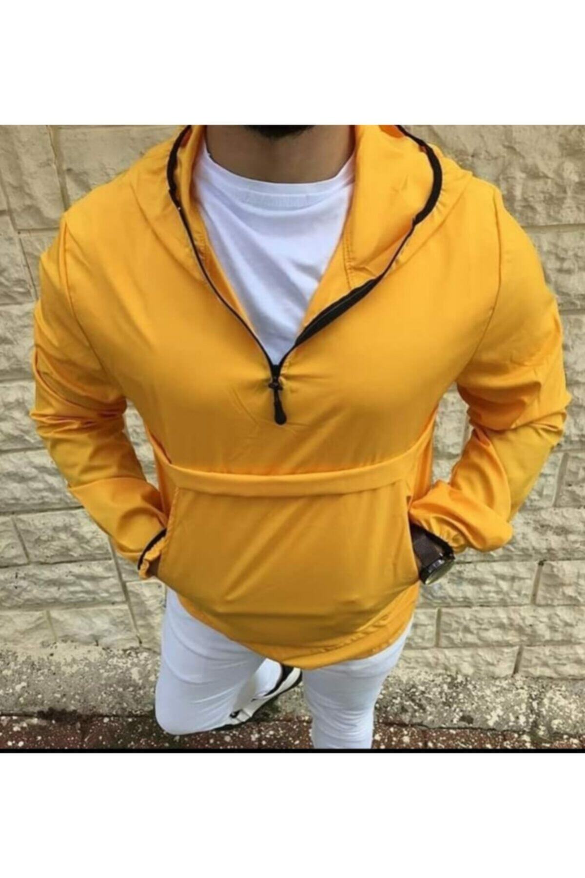 wodex Unisex Sarı Kapüşonlu Yağmurluk