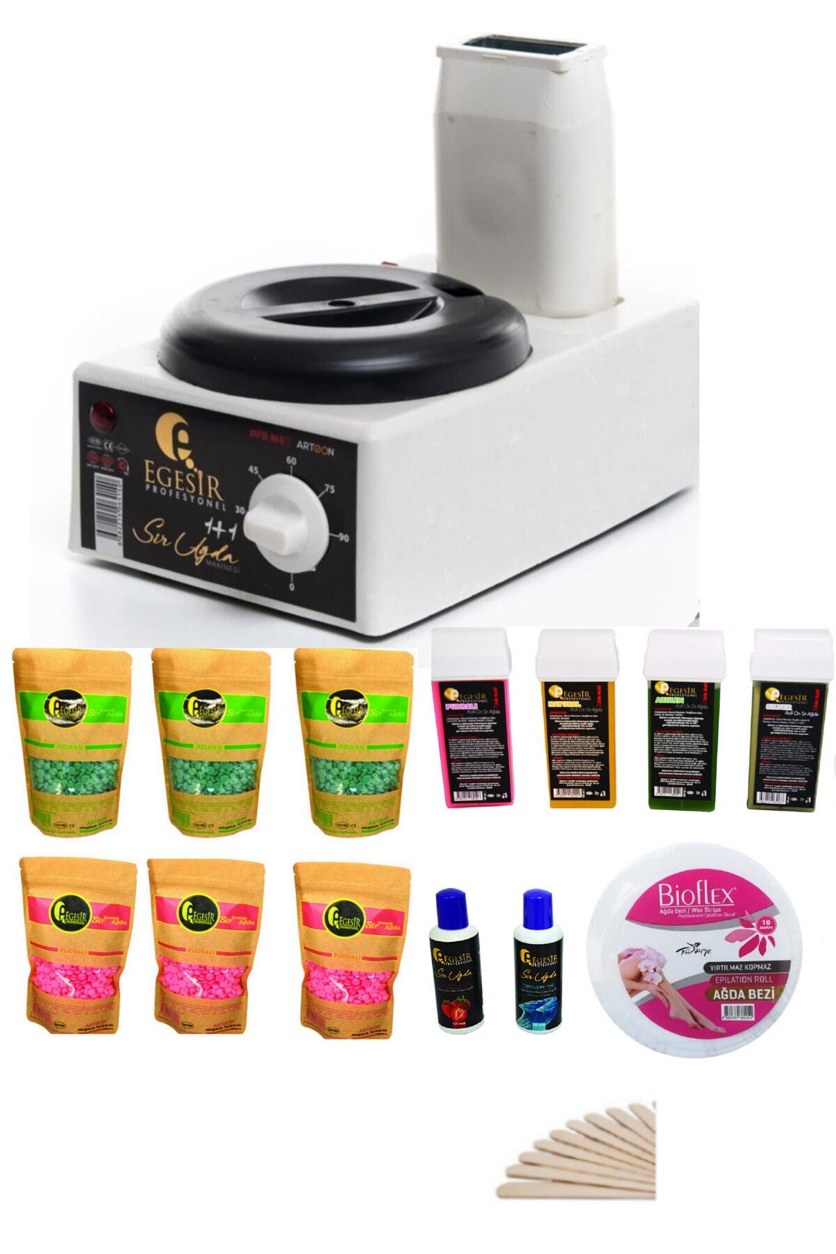 Ege Sir 1+1 Kartuşlu Roll-on Makine Garnül Soyulabilen Boncuk Ağda Yağ Spatula Ekonomik Set4
