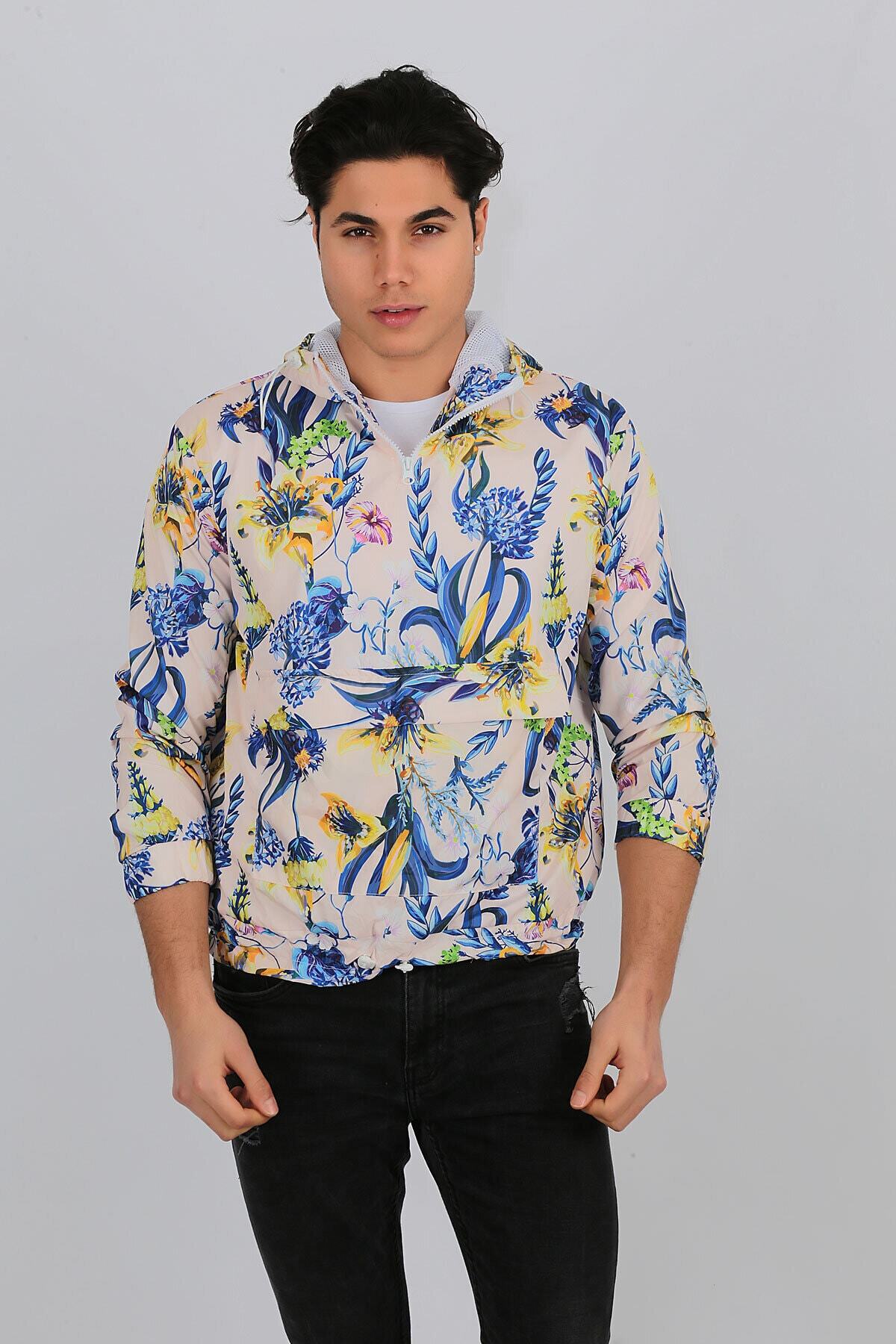 Penyelux Erkek Pudra Çiçek Desenli Yağmurluk