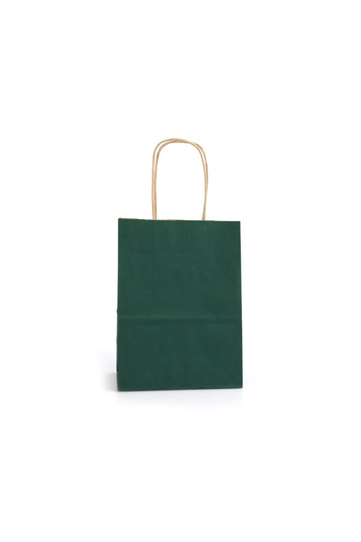PAKETPARTİ Büküm Saplı Kraft Kağıt Çanta Koyu Yeşil 20x10x22(25'li)