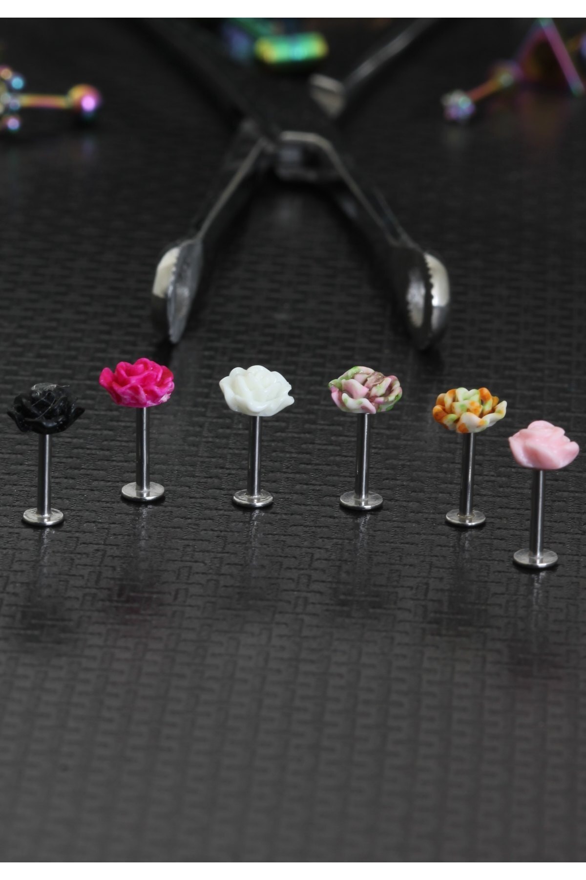 depozoom Gül Tragus Helix Kıkırdak Burun Uyumlu (cümbüş Serisi ) 6 Adet Set Piercing 8mm
