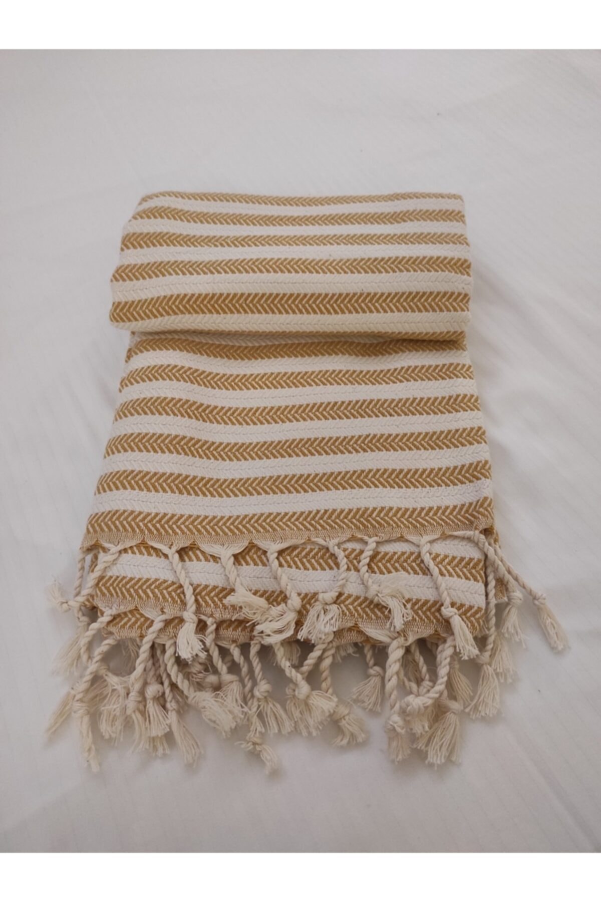 Marsipet Buldan Balık Sırtı Saman Sarısı Peştamal Hand Made