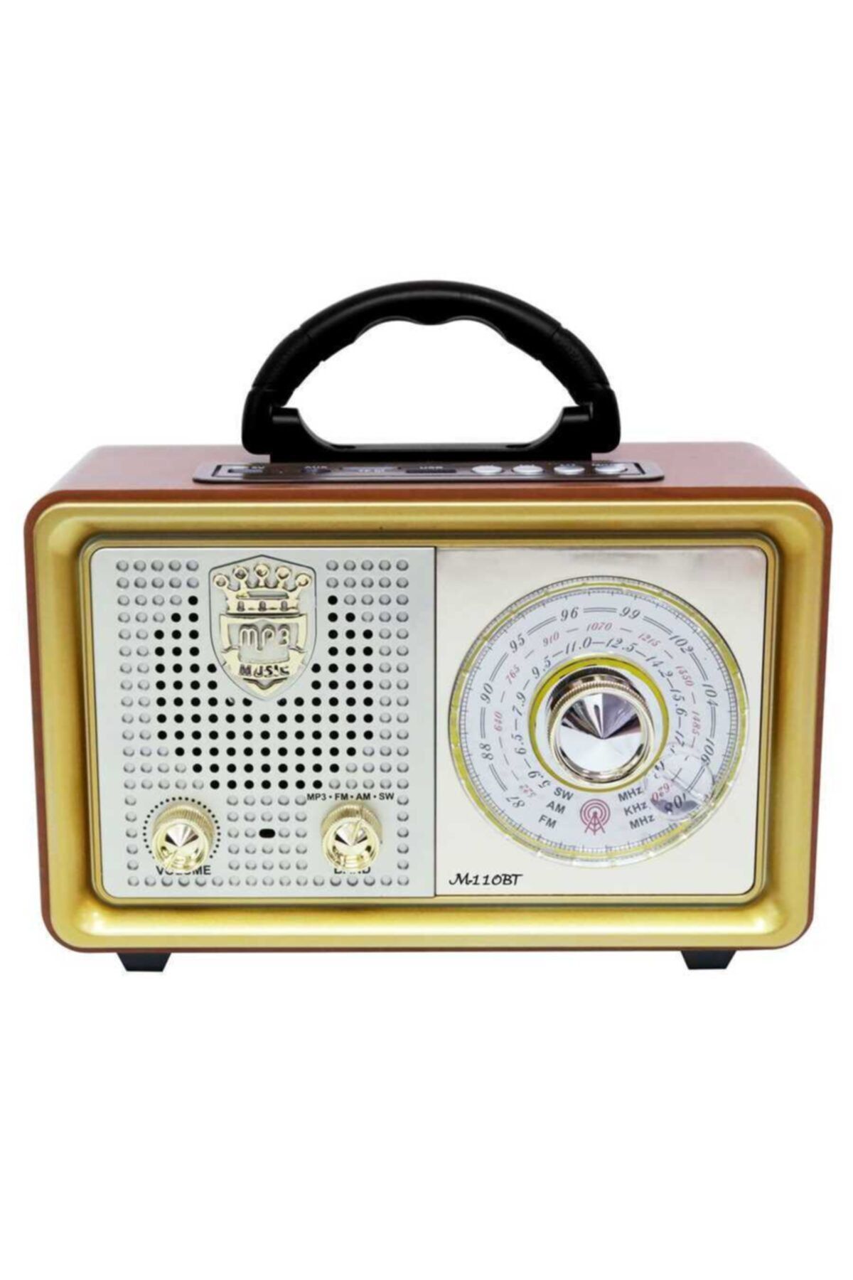 zore Nostalji Radyo Retro Ahşap Bluetooth Hoparlör Usb Aux Fm Radyo Hafıza Kartı Destekli Metal Tuşlu