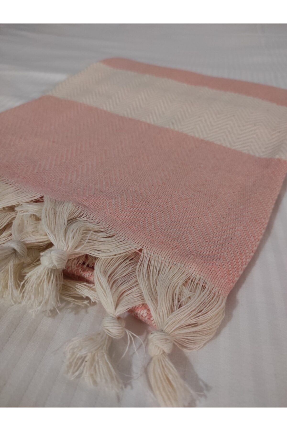 Marsipet Zigzag Pembe Peştemal % 100 Pamuk Hand Made