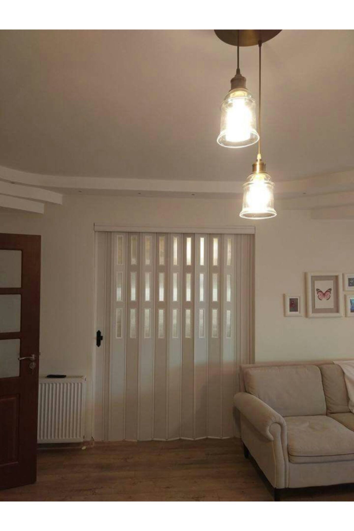 ERİKMANN Akordiyon Pvc Kapı Beyaz Camlı Tek Açılım 87 X 235 cm
