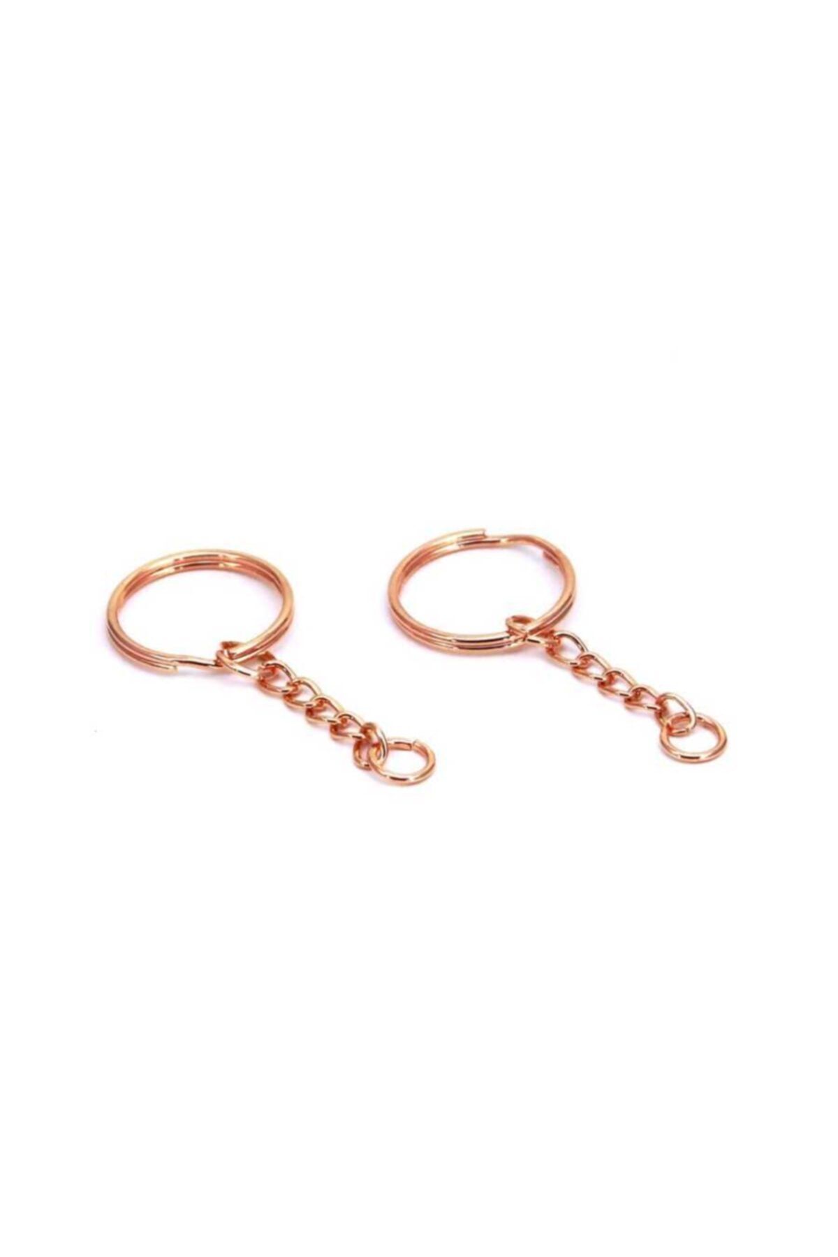 Ertürk Metal Aksesuar Rose Gold Kaplama 25 mm Zincirli Anahtarlık Halkası 100 Adet
