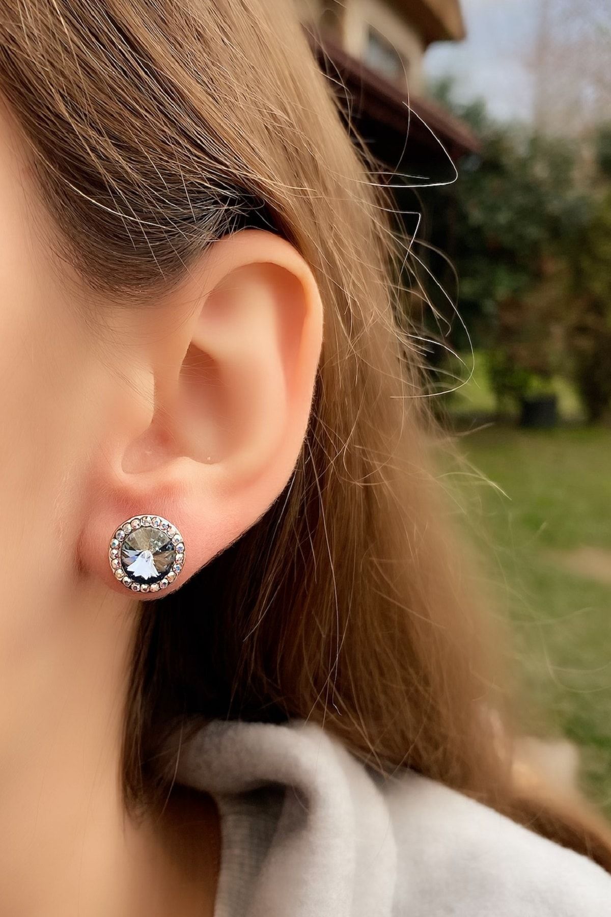 RichBird Swarovski Taşlı Sky Blue Küpe