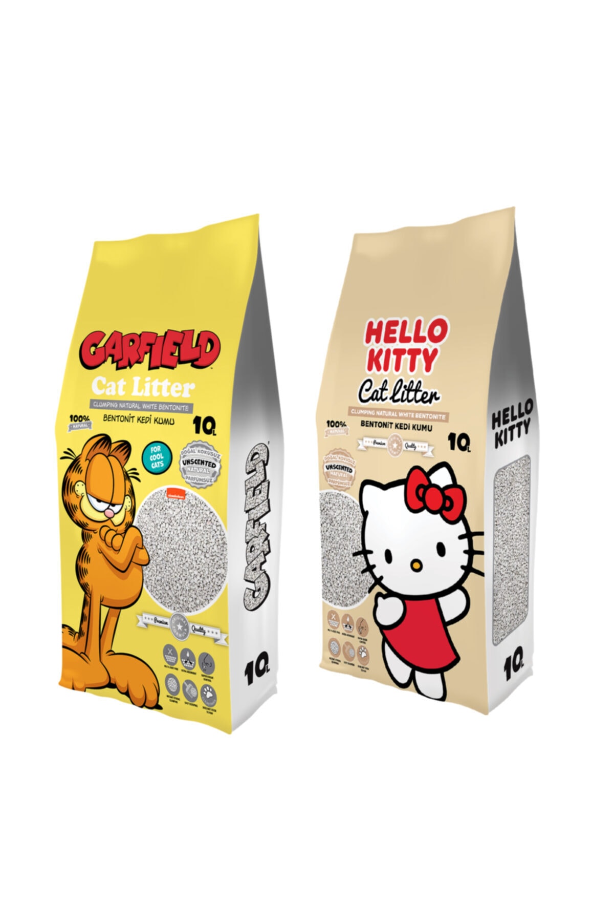 GARFIELD 10 L Naturel Doğal Kokusuz 2'li Garfield / Hello Kitty Kedi Kumu
