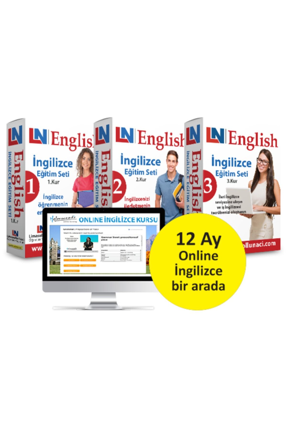 Limasollu Naci Öğretim Yayınları Limasollu Naci Ingilizce Eğitim Setleri 3 Kur Bir Arada + 12 Aylık Online Ingilizce Kursu