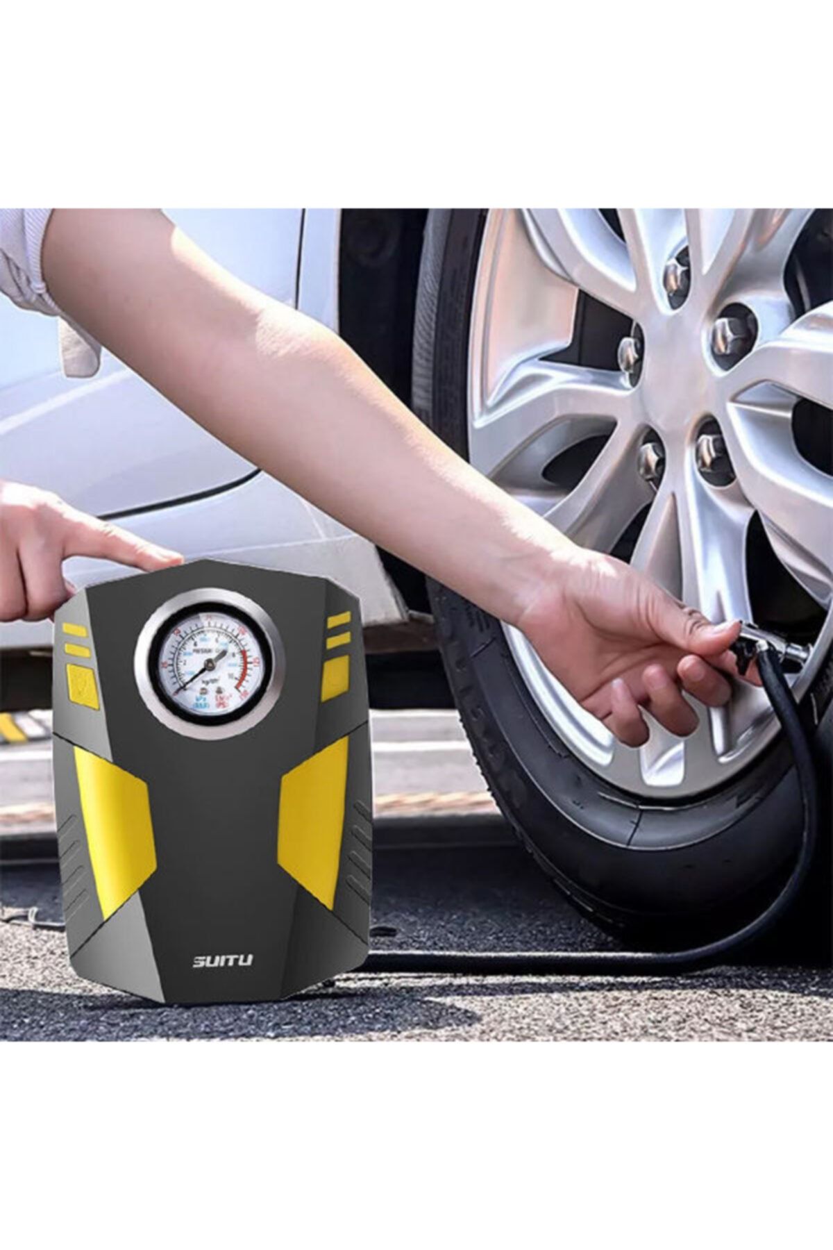 Ally Mobile 12v Taşınabilir Hava Pompası Kompresör Araç Lastik Şişirme Ve Tamir Seti