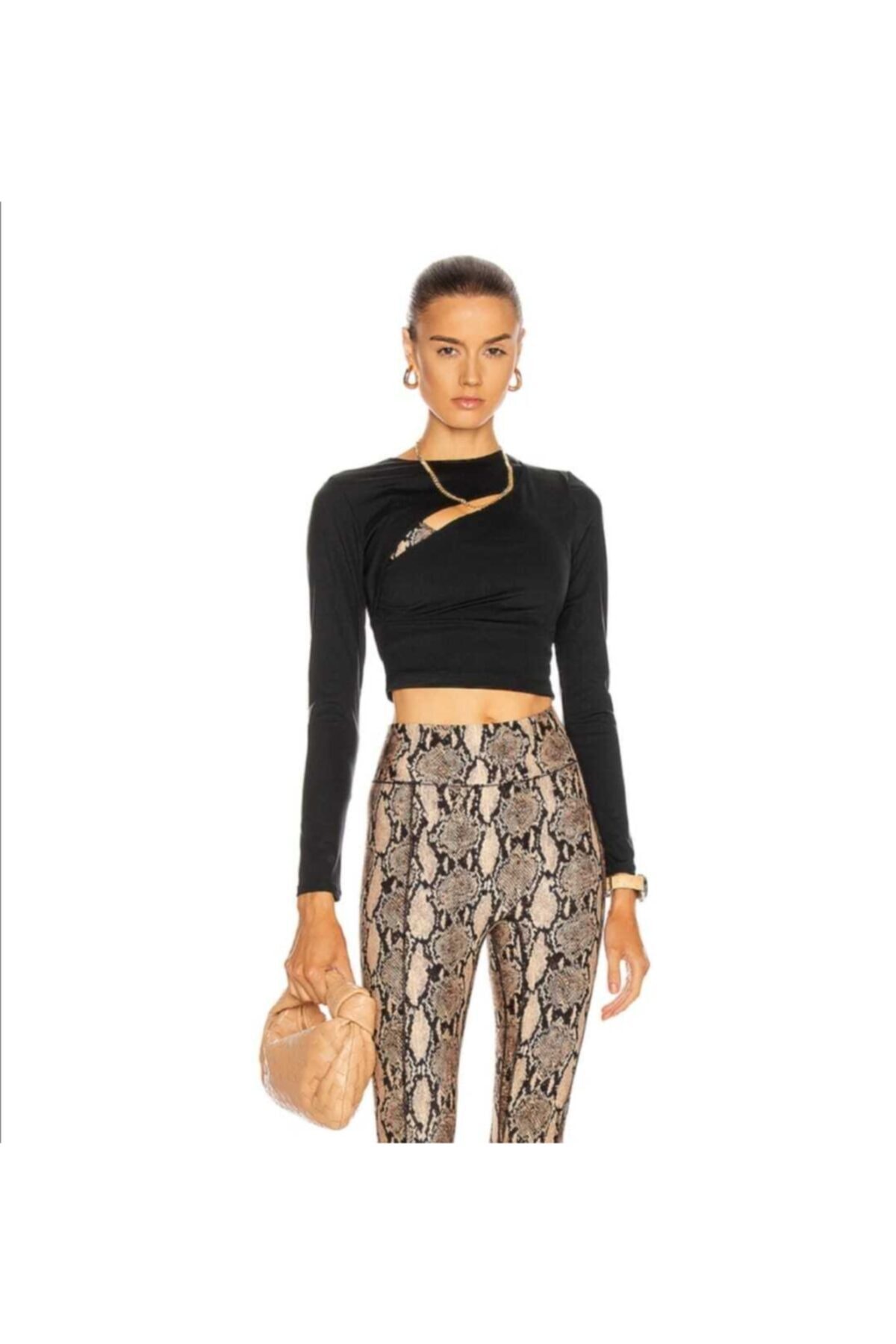 by eymen design Kadın Ipek Jarse Crop