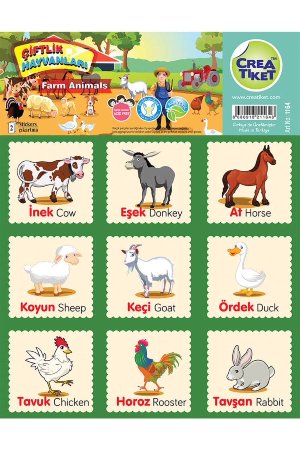 CREA ETİKET Creatiket Eğitici Çıkartma Ingilizce*türkçe