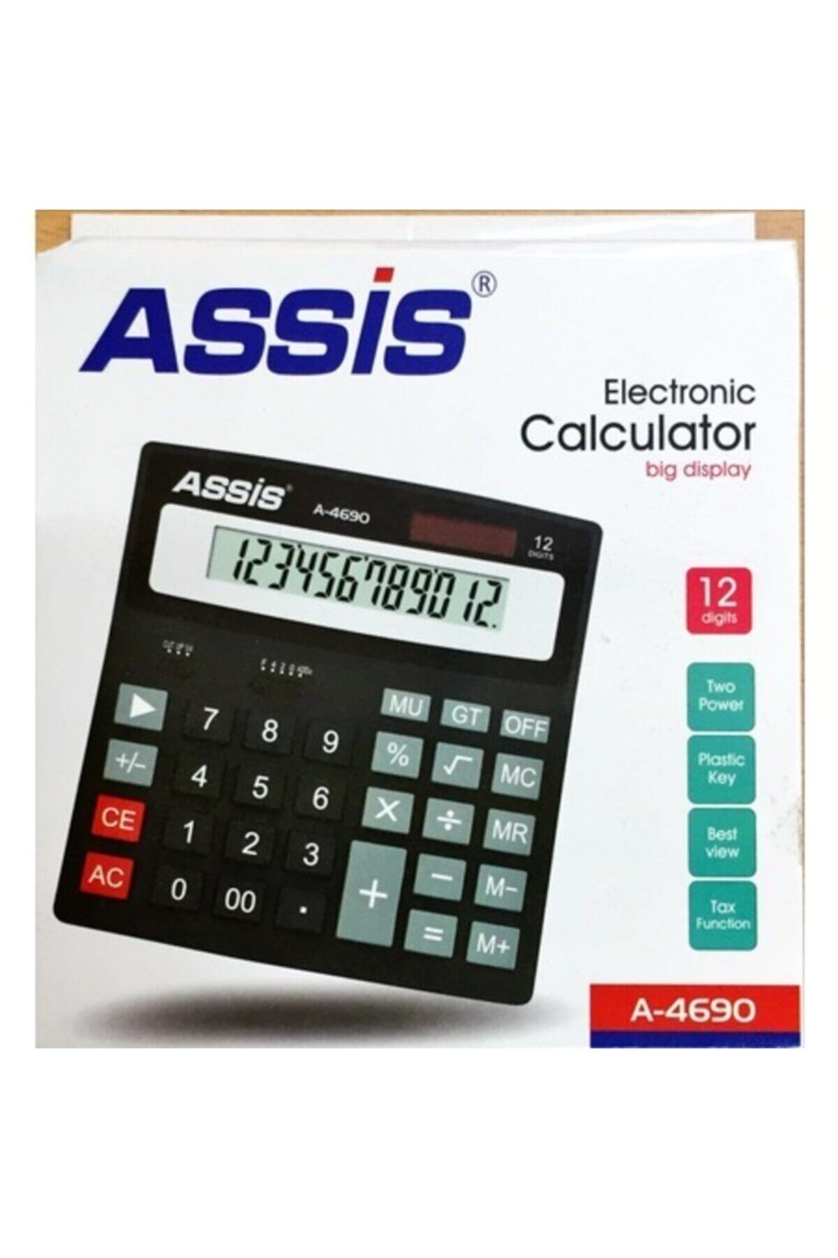 ASSİS A-4690 Ofis Tipi Hesap Makinesi 12 Haneli Şık Tasarım
