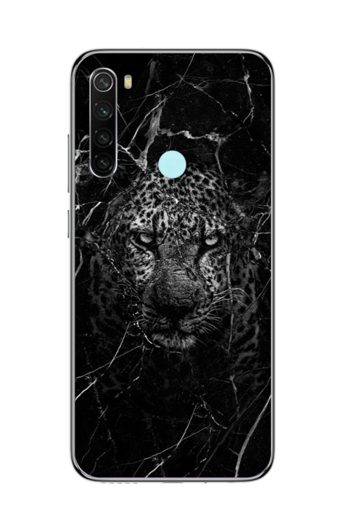 Dafhi Aksesuar Xiaomi Redmi Note 8 Siyah Leopar Şeffaf Telefon Kılıfı