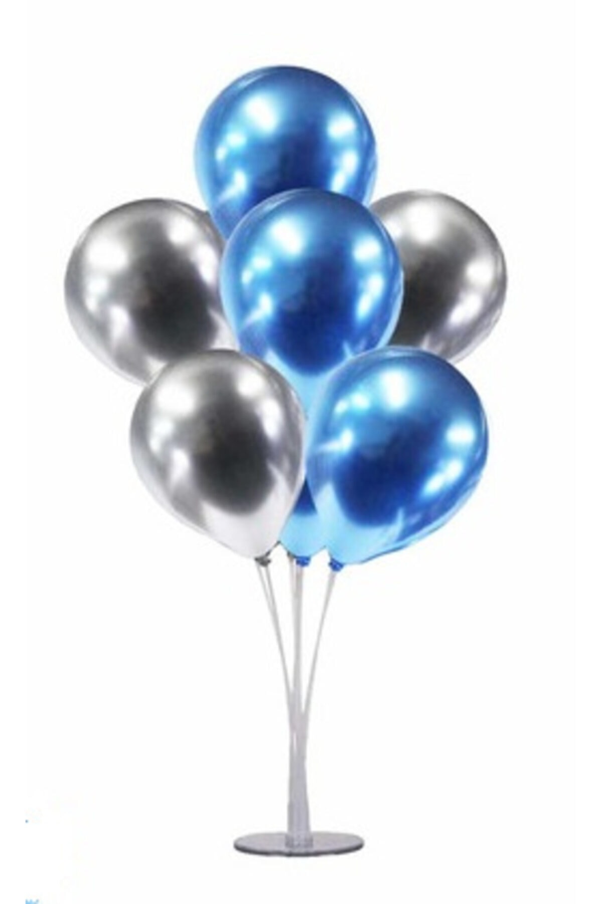ÖFN Aksesuar 7'li Balon Standı +7 Adet Metalik Balon Mavi/gümüş