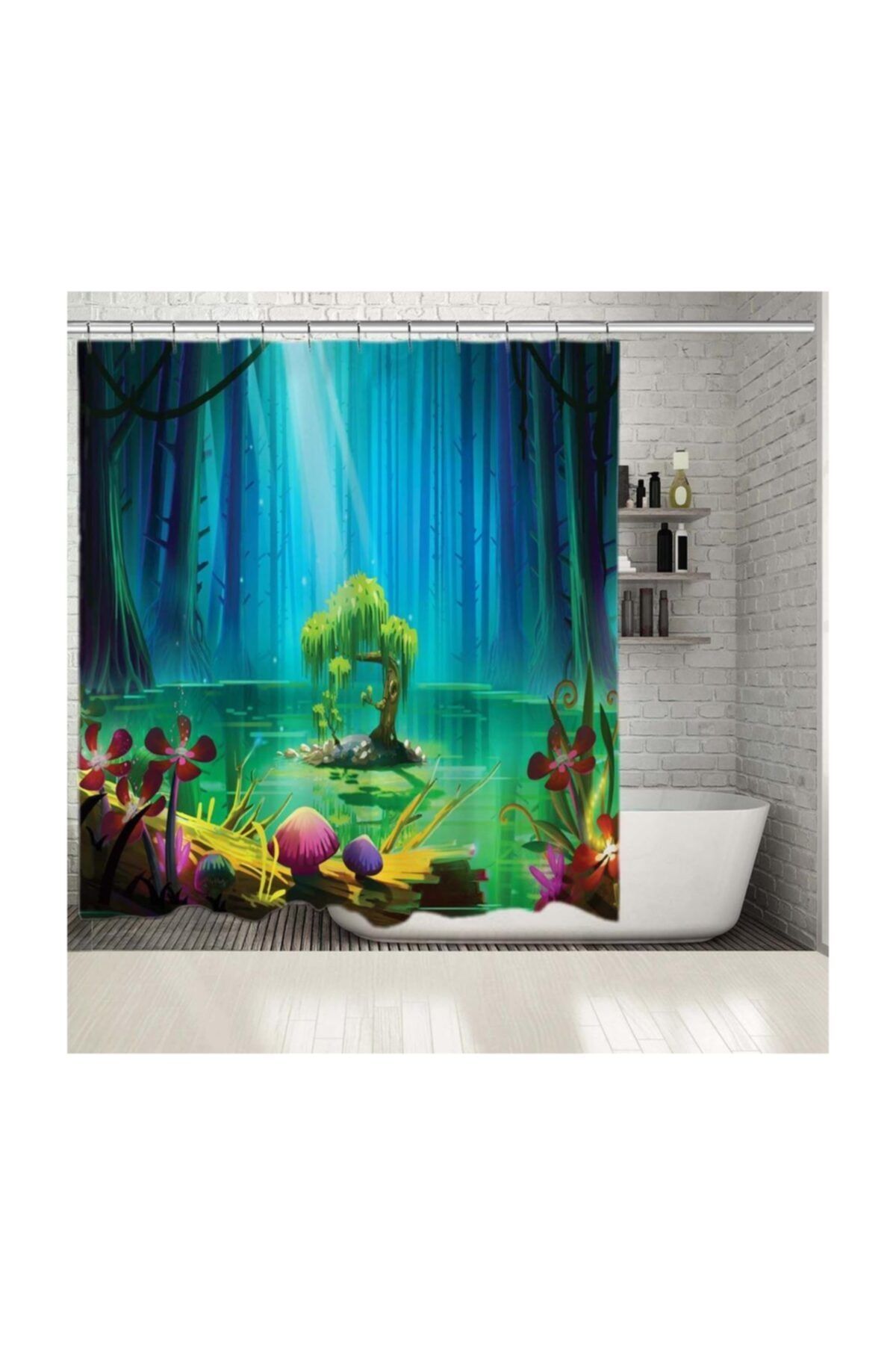 Henge Home Baskılı Duş Perde Çocuklar İçin Fantastik Desenli