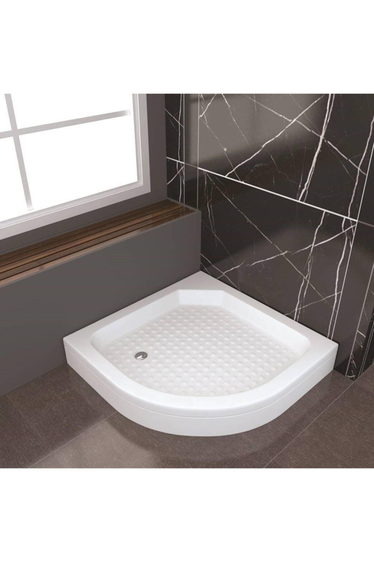 ÖZELDUS Özelduş 90*90 Cm Oval Akrilik Duş Teknesi H 15 Cm..