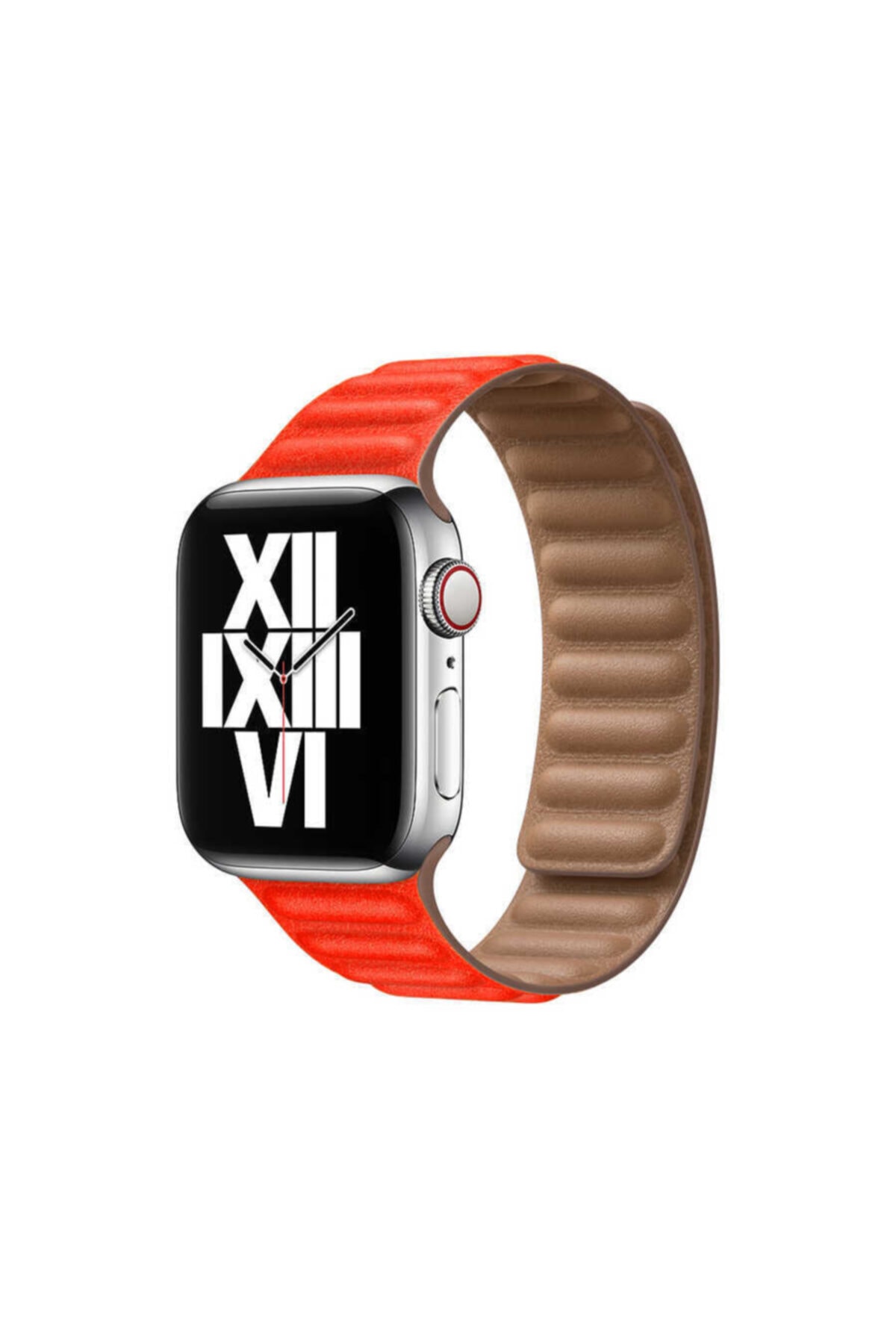 zore Apple Watch 1 2 3 4 5 6 Serisi 44mm Kordon Baklalı Model Mıknatıslı Deri Kayış